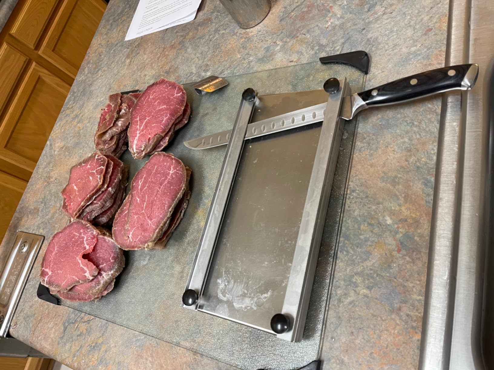 Meat slicer Stainless Steel Jerky Maker Cutting Board With 10-Inch Professional Slicing and Carving Knife customer photo 1