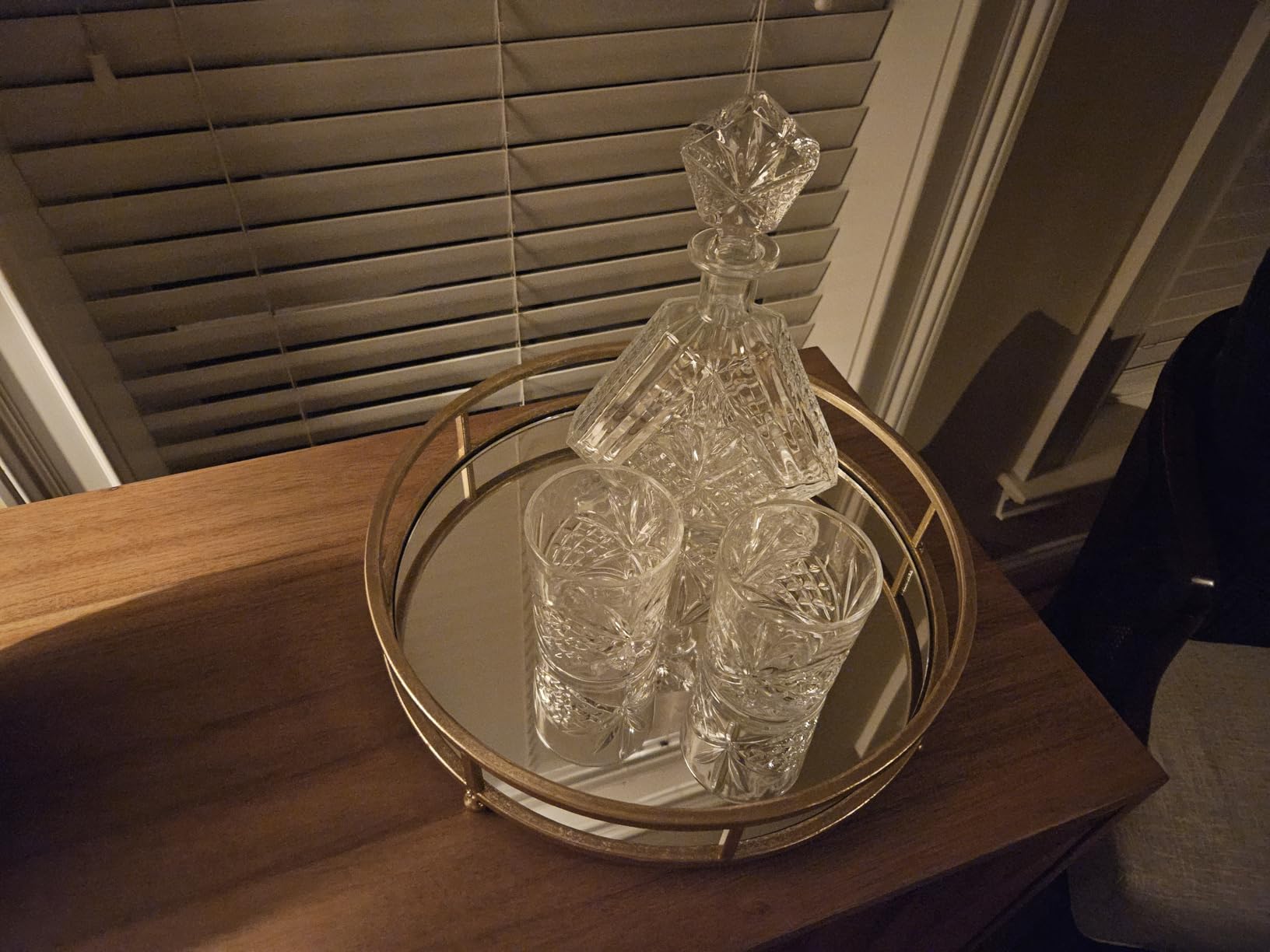 Whiskey Decanter Set with 2 Old Fashioned Whisky Glasses for Liquor Scotch Bourbon or Wine - Irish Cut Triangular Clear customer photo 2