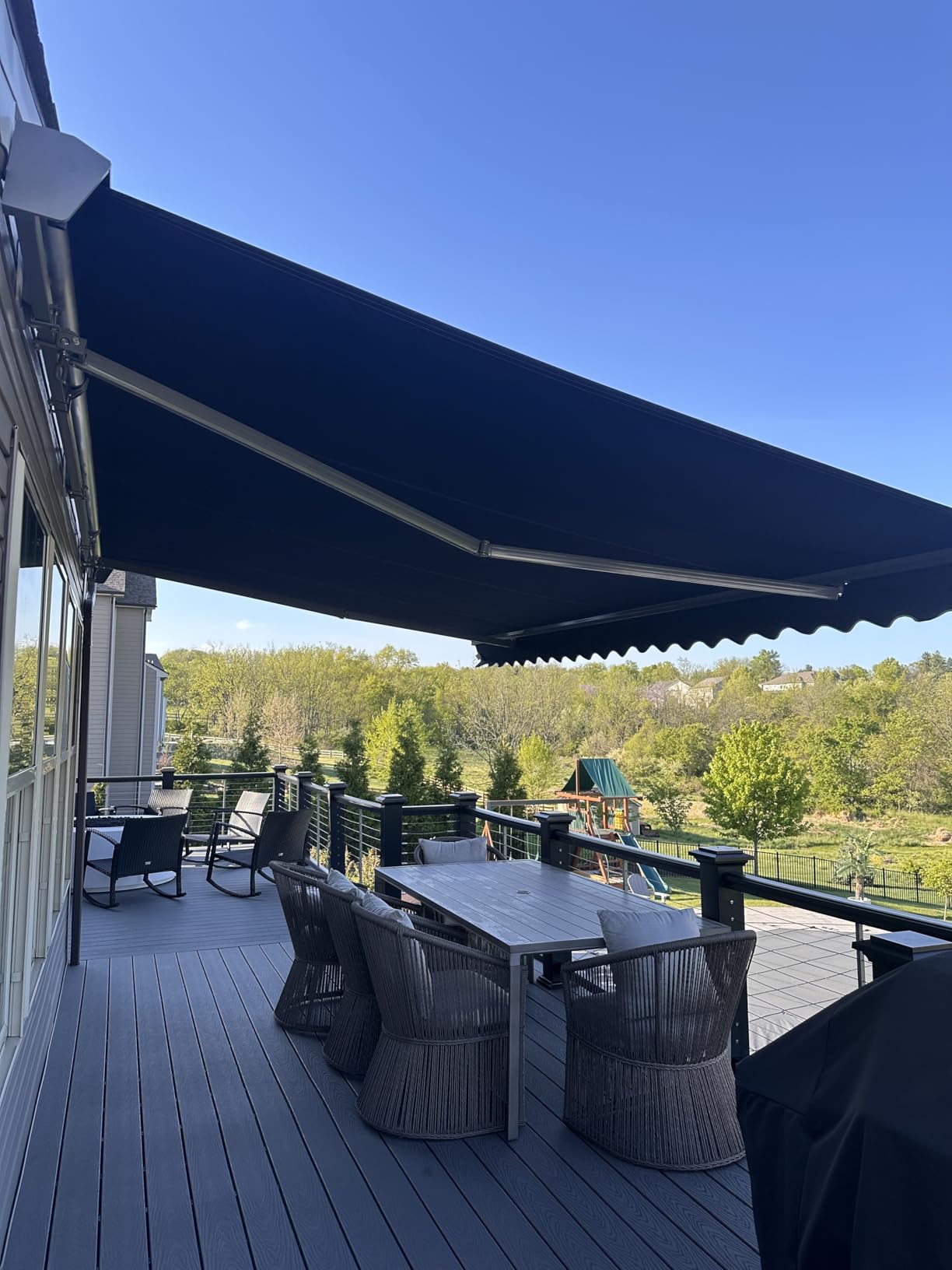 ADVANING Classic Series 10'X8' Electric Retractable Awning, Golden Yellow & Gray Stripes customer photo 1