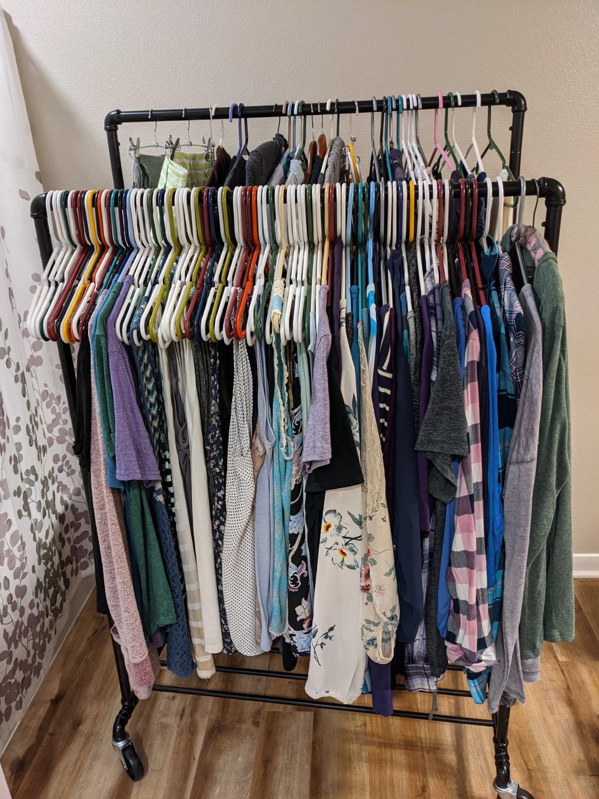 SONGMICS Heavy-Duty Clothes Rack, Double-Rod, Metal Frame on Wheels customer photo 1