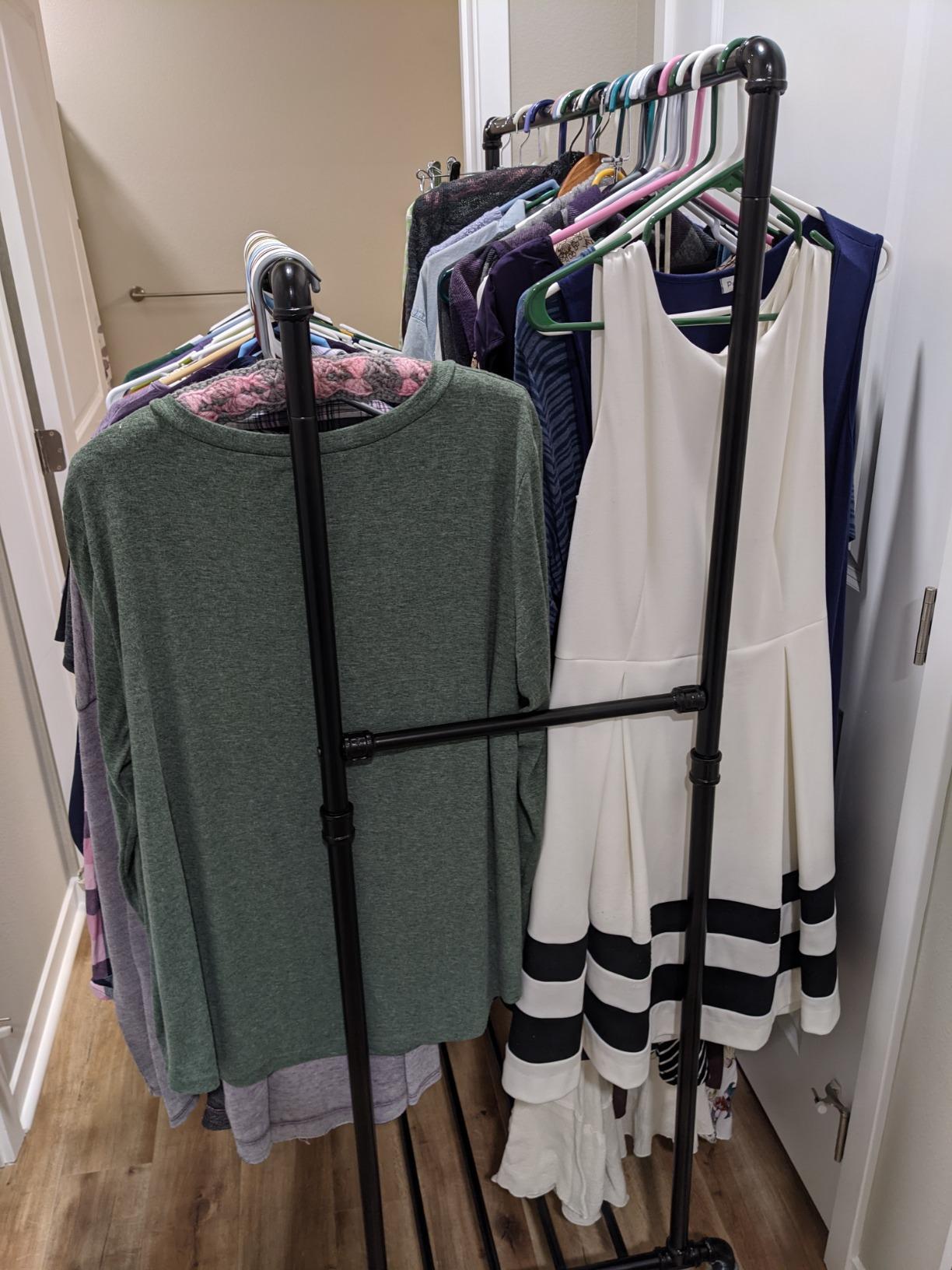 SONGMICS Heavy-Duty Clothes Rack, Double-Rod, Metal Frame on Wheels customer photo 2