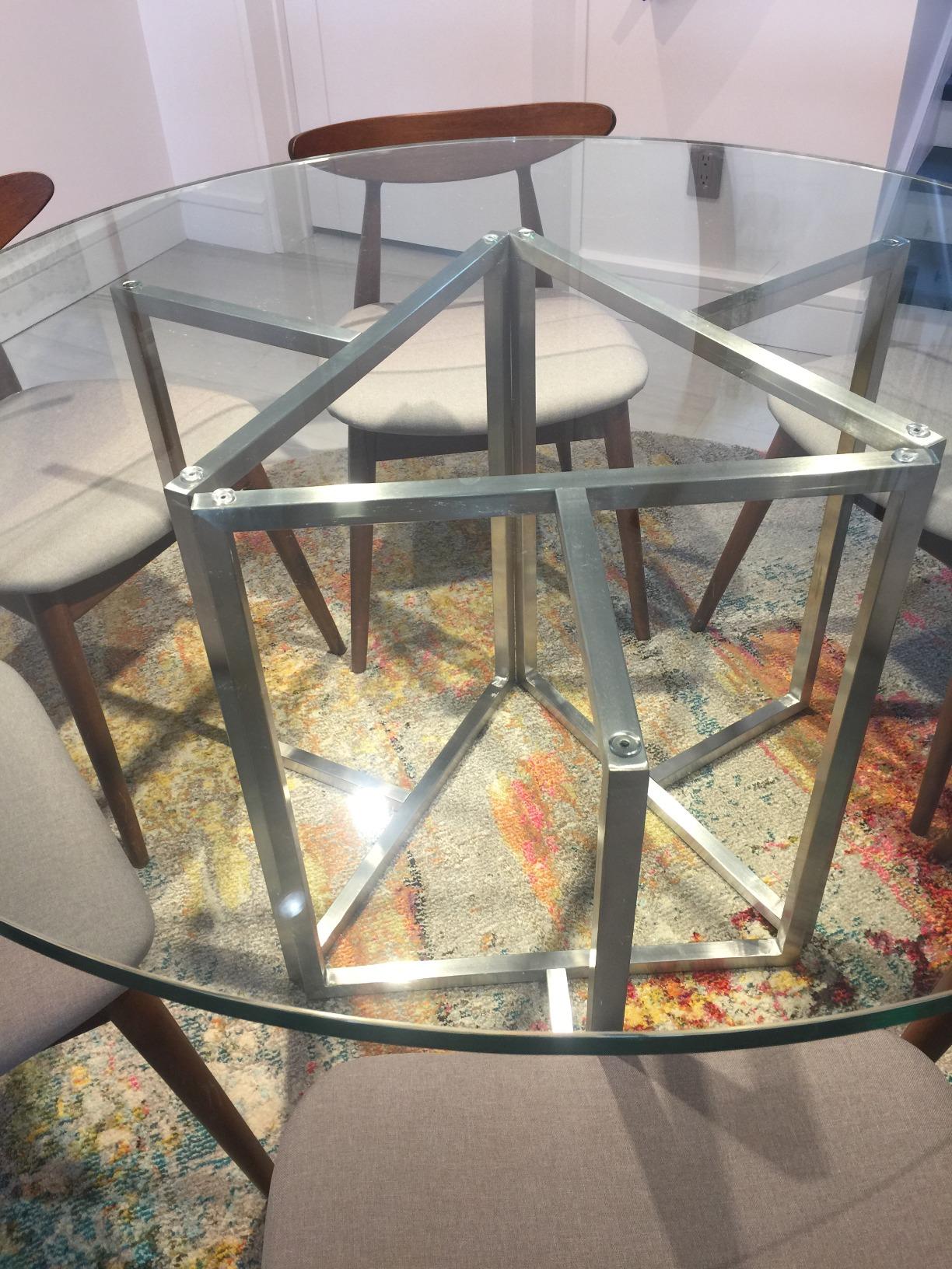 Euro Style Legend Table Base | Flexible Modular Twin Base Design for Dining or Home Office | Adjustable Leveling Feet & Floor Protection | Secure Pads for Table Tops |Brushed Stainless Steel customer photo 1