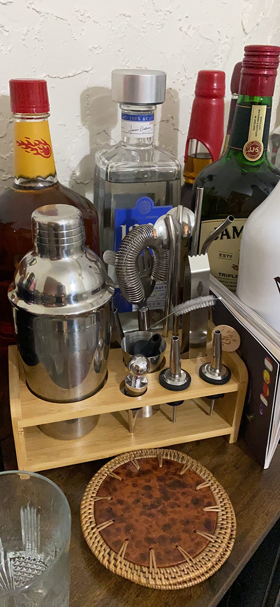 Cocktail Shaker Set Bartender Kit, Godmorn 15Pcs Bartender Shaker Set, 304 Stainless Steel Martini Shaker and Strainer, Bar Tool Set with Bamboo Stand, Recipe Book, for Home and Bar Party customer photo 1