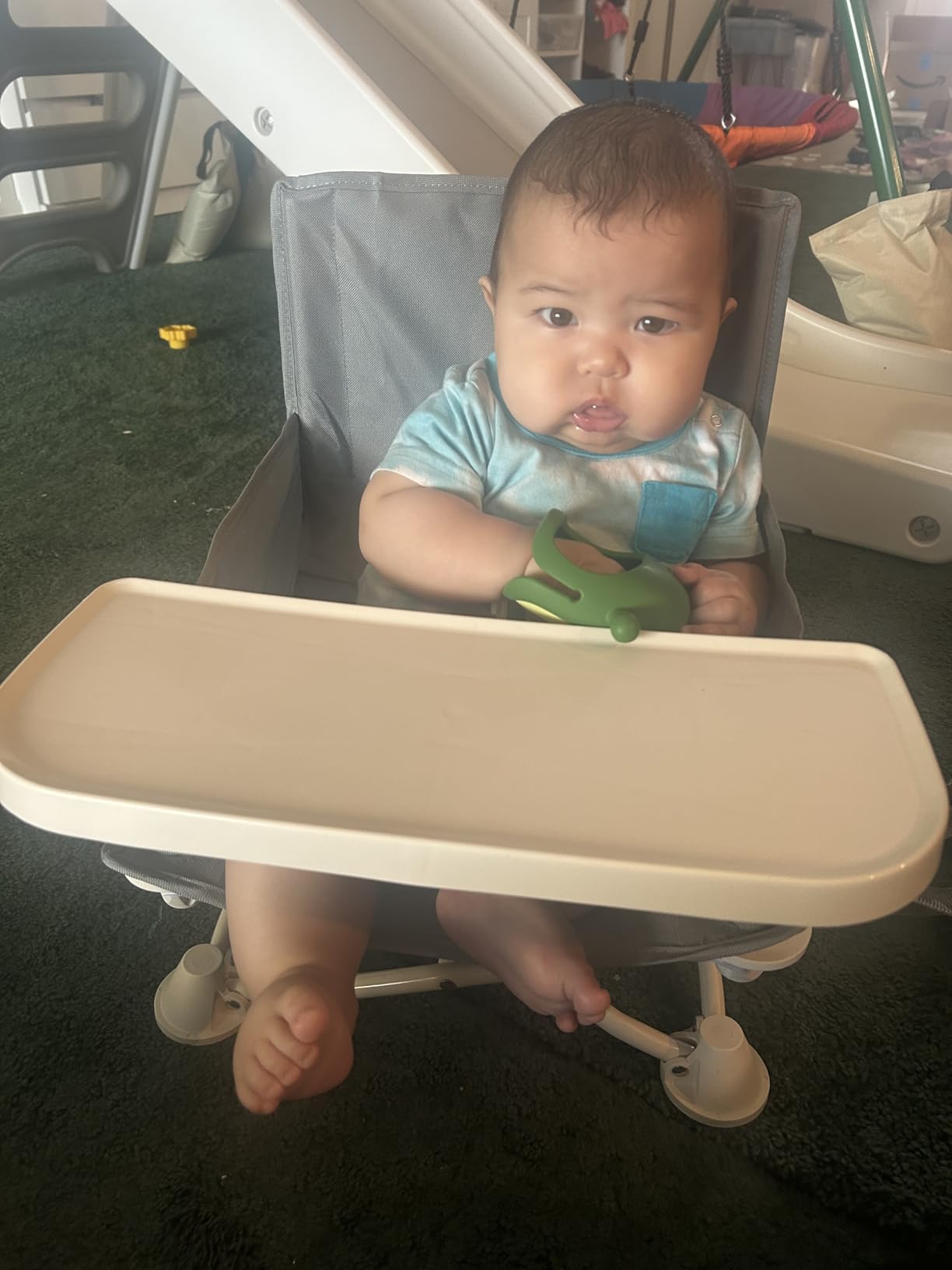 OmniBoost Booster Seat with Tray, Travel High Chair, Baby Chair, Dark Blue customer photo 2