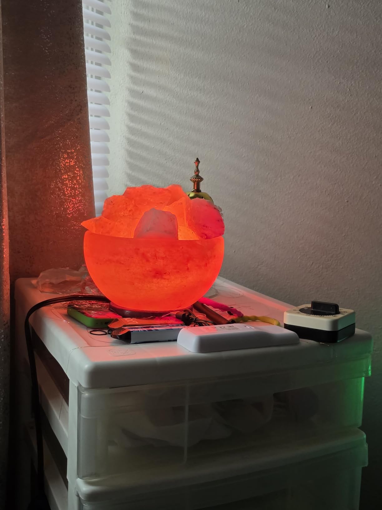 Spantik Himalayan Salt Lamp Bowl with Natural Crystal Chunks, Dimmer Cord and Classic Wood Base Premium Quality Authentic from Pakistan customer photo 2