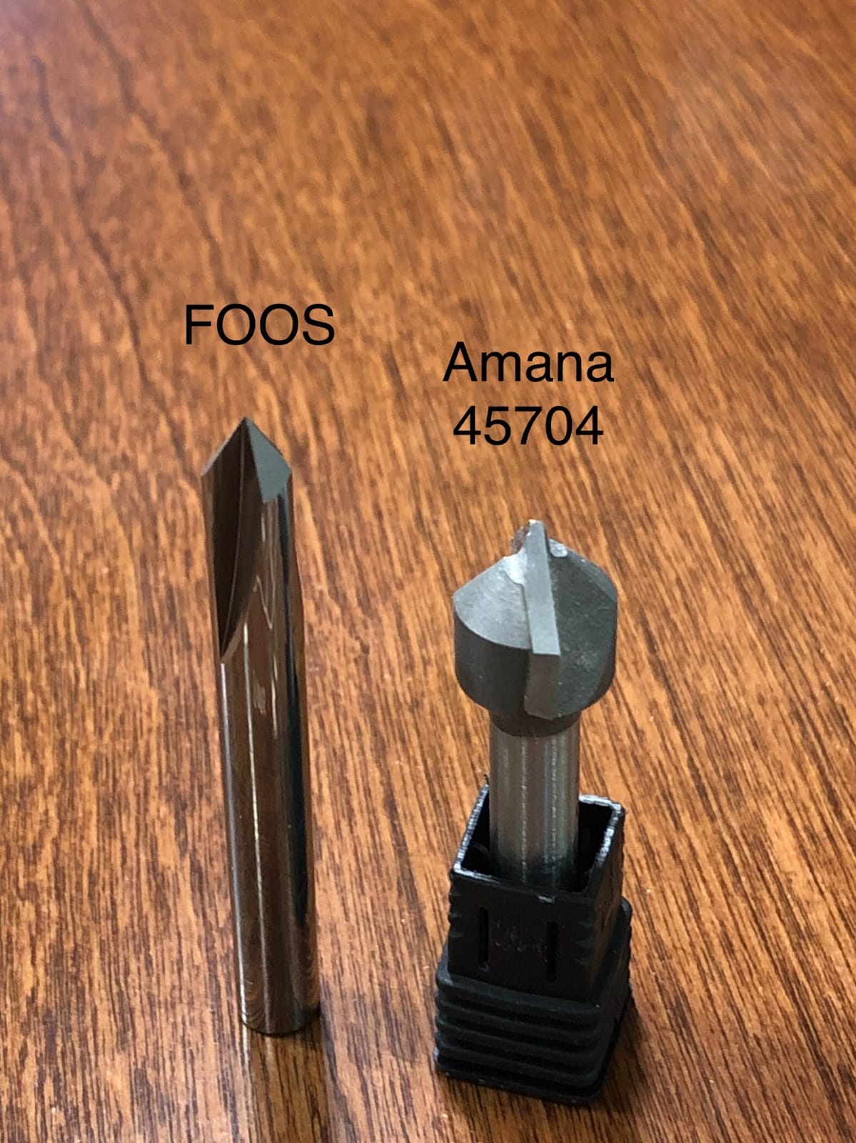 FOOS - Engraving CNC Wood Carving Router Bit Set - 4pcs - Solid Carbide - 1/4” Shanks = Profile + Carving Liner + 2 V Groove USA Veteran Owned customer photo 1