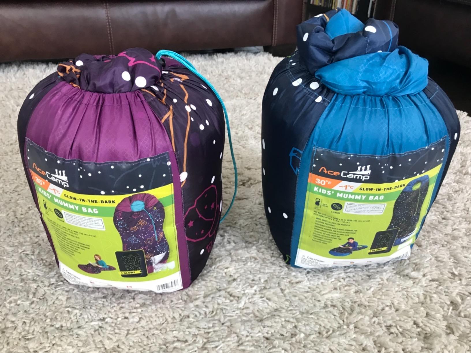 AceCamp Glow in the Dark Mummy Sleeping Bag for Kids and Youth, Temperature Rating 30°F/-1°C, Water-Resistant for Camping, Hiking, and Slumber Party customer photo 2