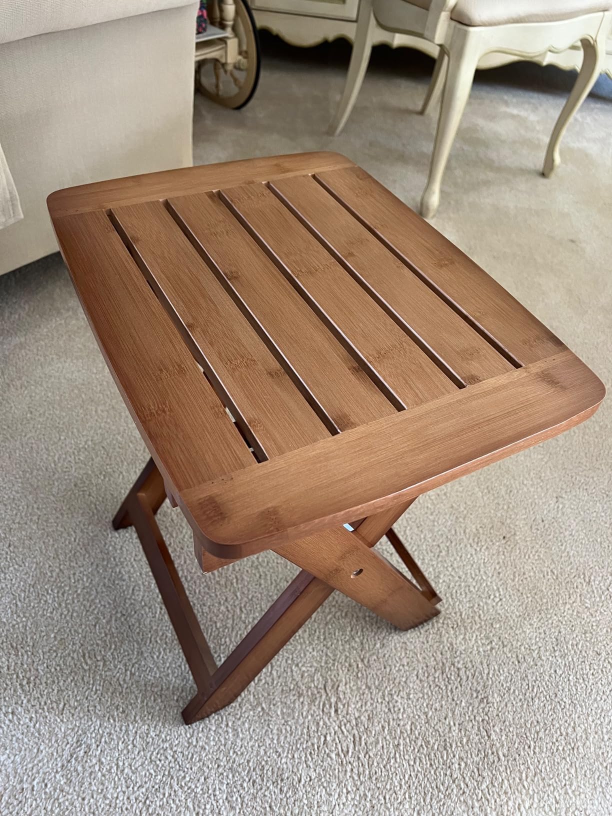 URFORESTIC Portable Shower Bench-Bamboo Folding Shower Stool Seat Chair Fully Assembled-Hold Up to 500 LBS customer photo 1