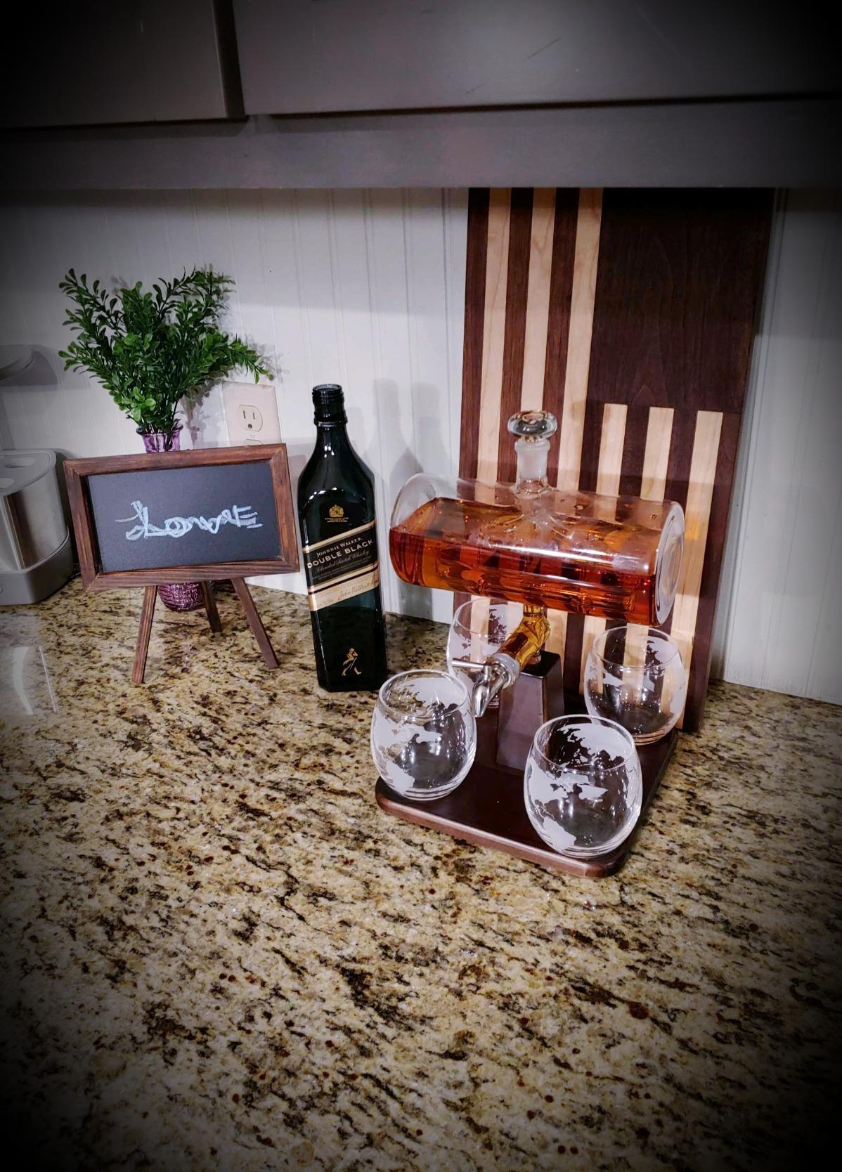 Whiskey Decanter Globe Set with 4 Etched Whiskey Glasses - for Liquor Scotch Bourbon Vodka, Gifts For Men - 1250ml Unique Ship Sails Set for Home Bar, Bourbon, Birthday Gift for Dad customer photo 2