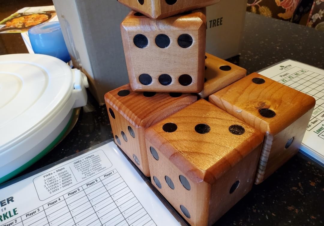 Swooc Games - Yardzee, Farkle, & 20+ Giant Dice Games - Yard Dice (All Weather) with Bucket, Scorecards, & Marker - Giant Outdoor Game - Large Yard Game for Adults - Big Jumbo Die Set with Bucket customer photo 2