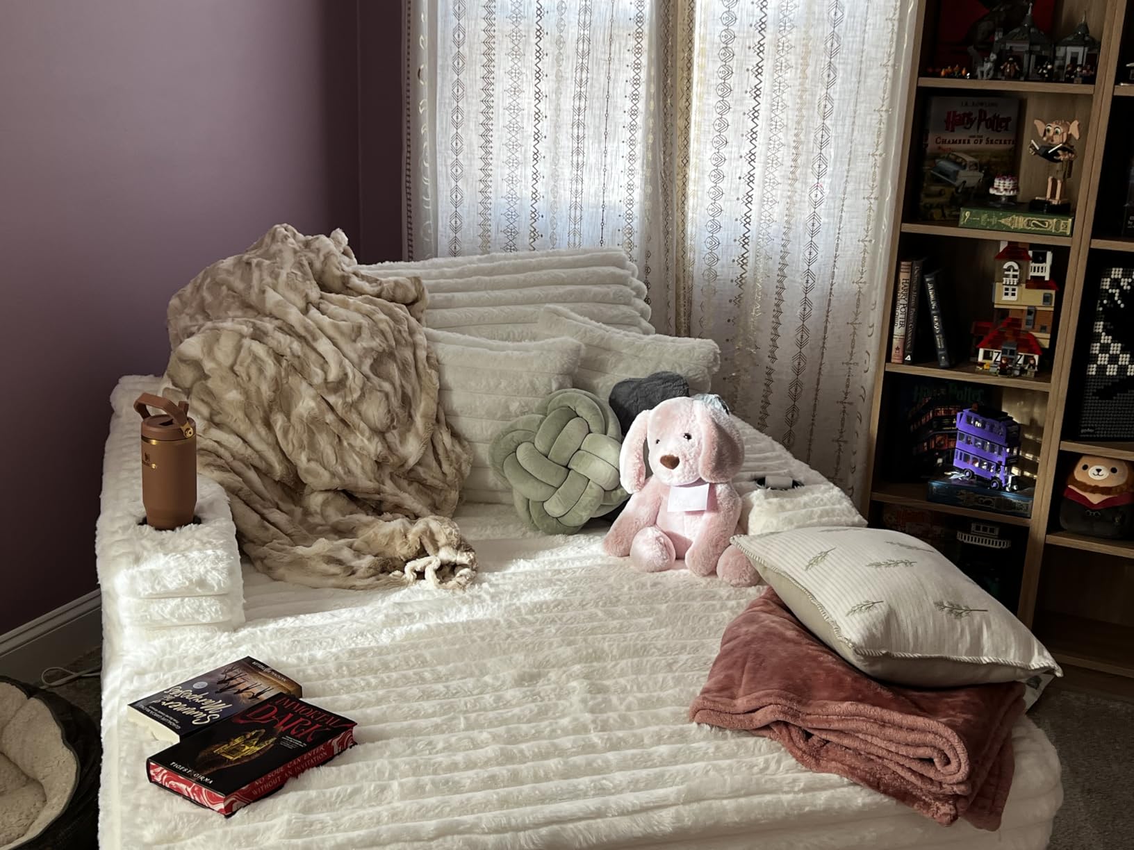 GRACED SOFT LUXURIES Faux Fur Throw Blanket Soft Marbled Ivory XL 60x80 customer photo 1