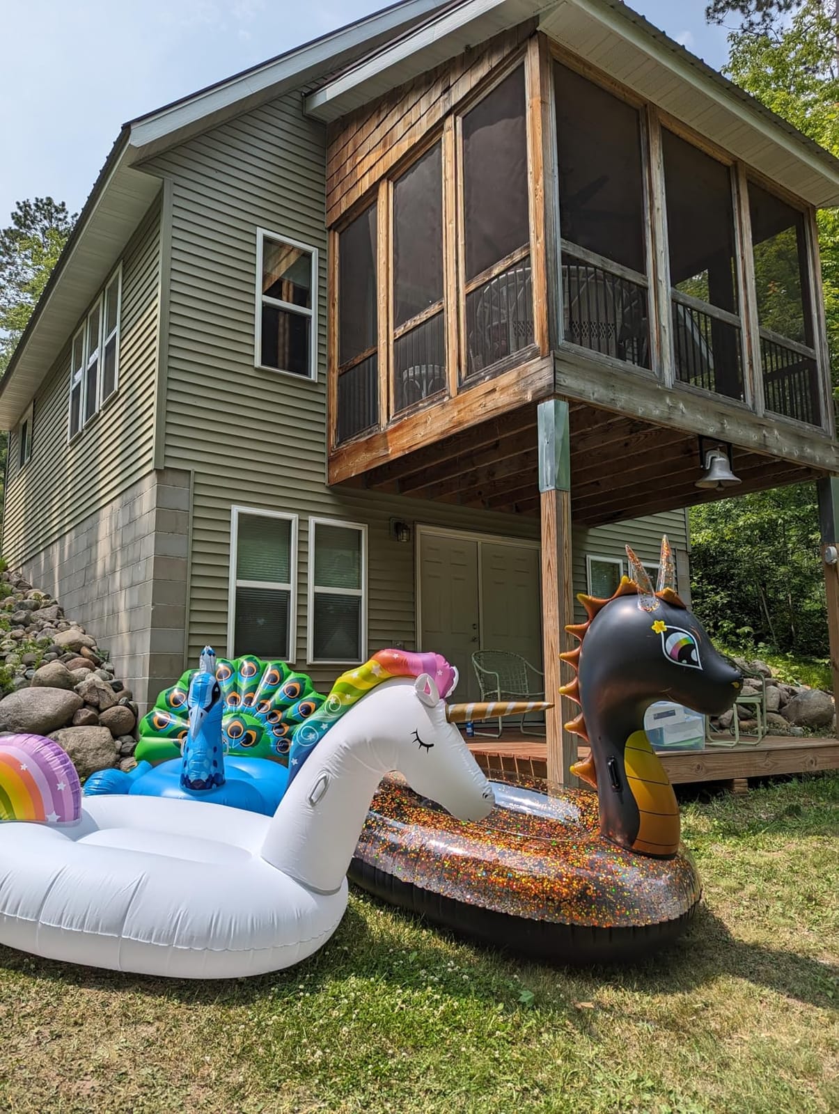 Jasonwell Giant Inflatable Unicorn Pool Float Floatie Ride On with Fast Valves Large Rideable Blow Up Summer Beach Swimming Pool Party Lounge Raft Decorations Toys for Kids Adults customer photo 1