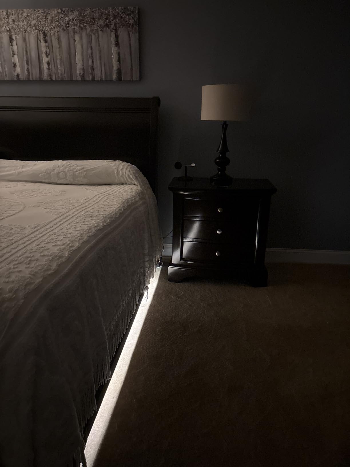 Under Bed Lights Motion Sensor, Motion Activated Bed Lighting, 12V Power Adapter,Dimmable LED Strip Night Light for Bedroom, Stairs, Crib, Cabinet, Warm White - 5FT Single Kit customer photo 2