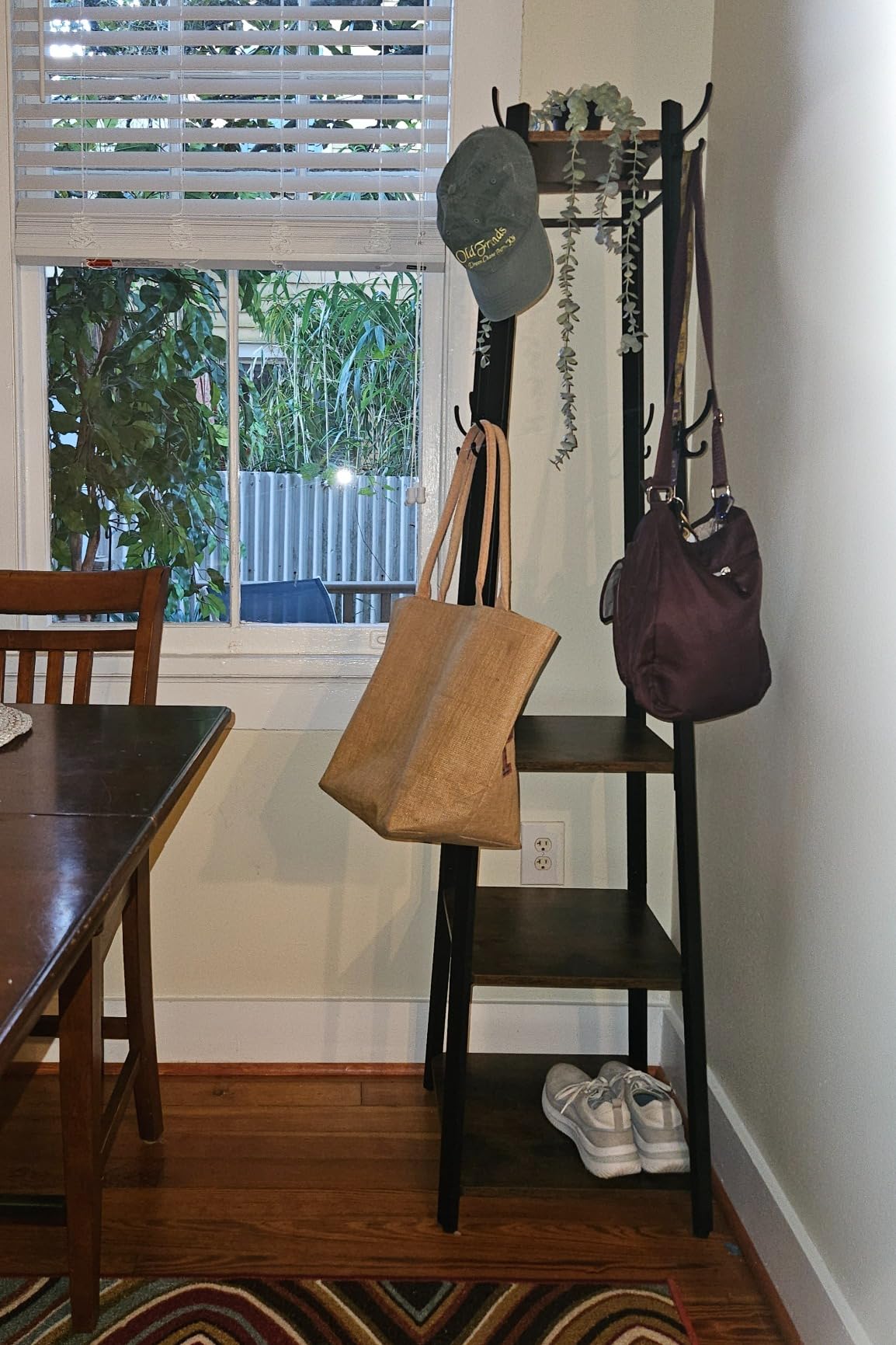 VASAGLE Coat Rack Freestanding, Hall Tree with 2 Shelves | Coat Hanger Stand, for Clothes, Hat, Bag, Contemporary Style, Rustic Brown and Black, COLTEN Collection URCR16BX customer photo 1