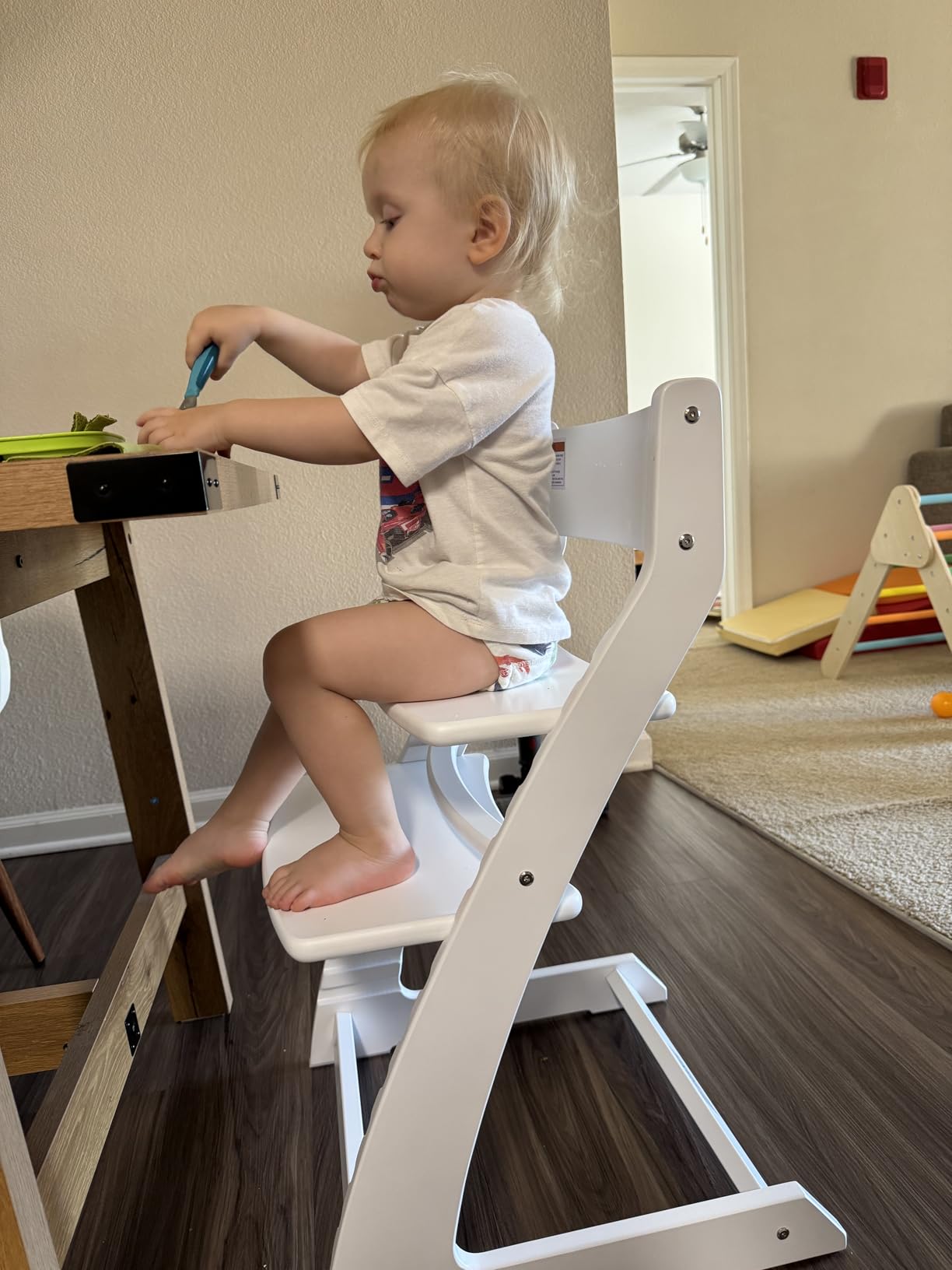 FORNEL Scandinavian Wooden High Chair for Toddlers & Kids | Adjustable Grow-with-Me Montessori Seat for Dining Table | Natural Wood Finish Convertible Highchair customer photo 2