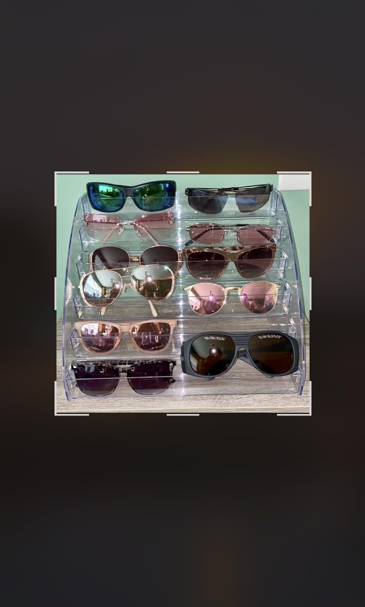 Sunglasses Organizer Clear Eyeglasses Display Case Sticker Display Tray For Glasses Tabletop Holder Stand (6 layer) customer photo 2