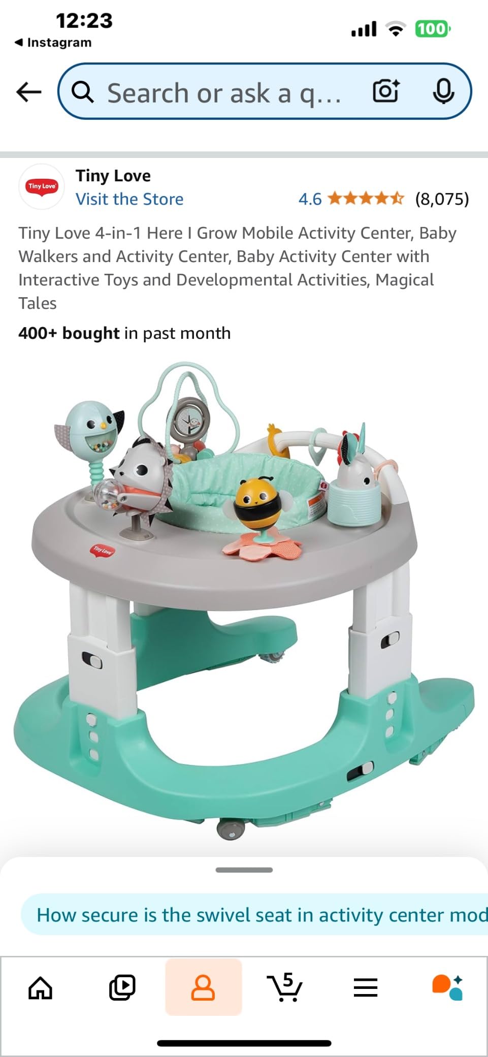 Tiny Love 4-in-1 Here I Grow Mobile Activity Center, Baby Walkers and Activity Center, Baby Activity Center with Interactive Toys and Developmental Activities, Meadow Days customer photo 1