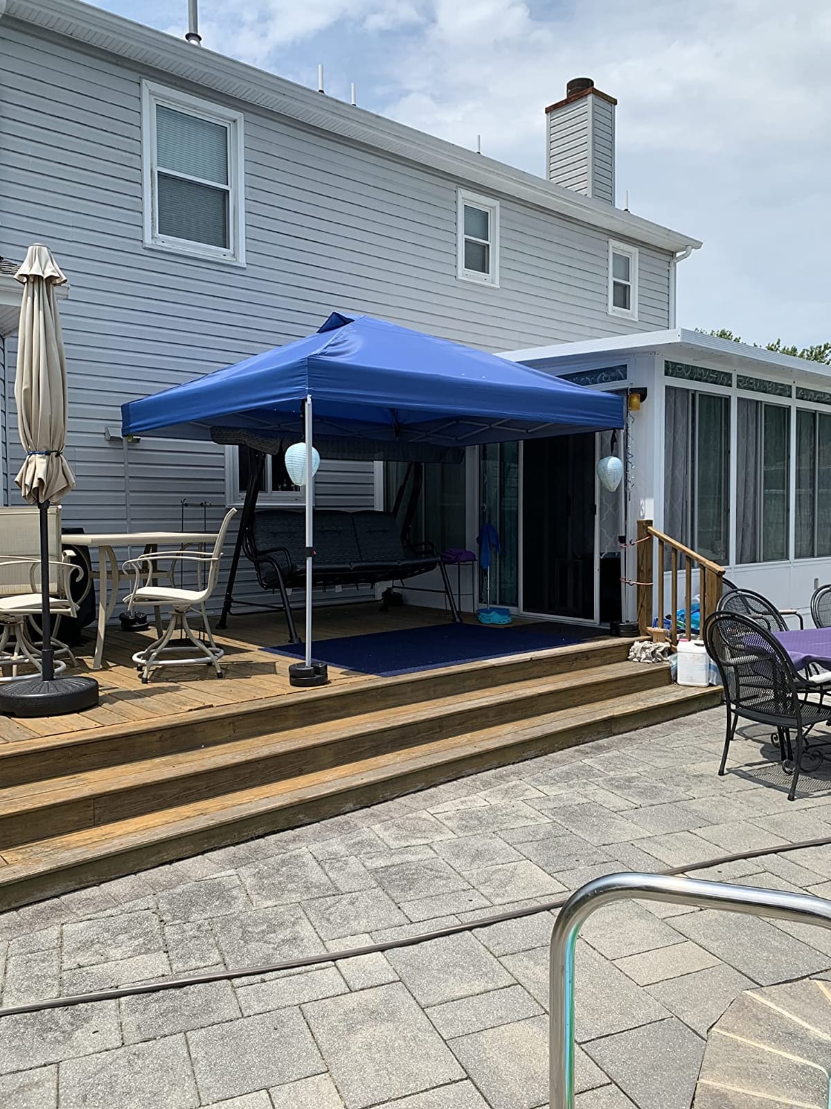 CROWN SHADES 10x10 Pop Up Canopy Tent with One Push Setup, Black | Patented CenterLok, Easy Outdoor Sun Shade for Events, Parties, Camping - Gazebo with STO-N-Go Cover Bag, Silver-Coated Top customer photo 1
