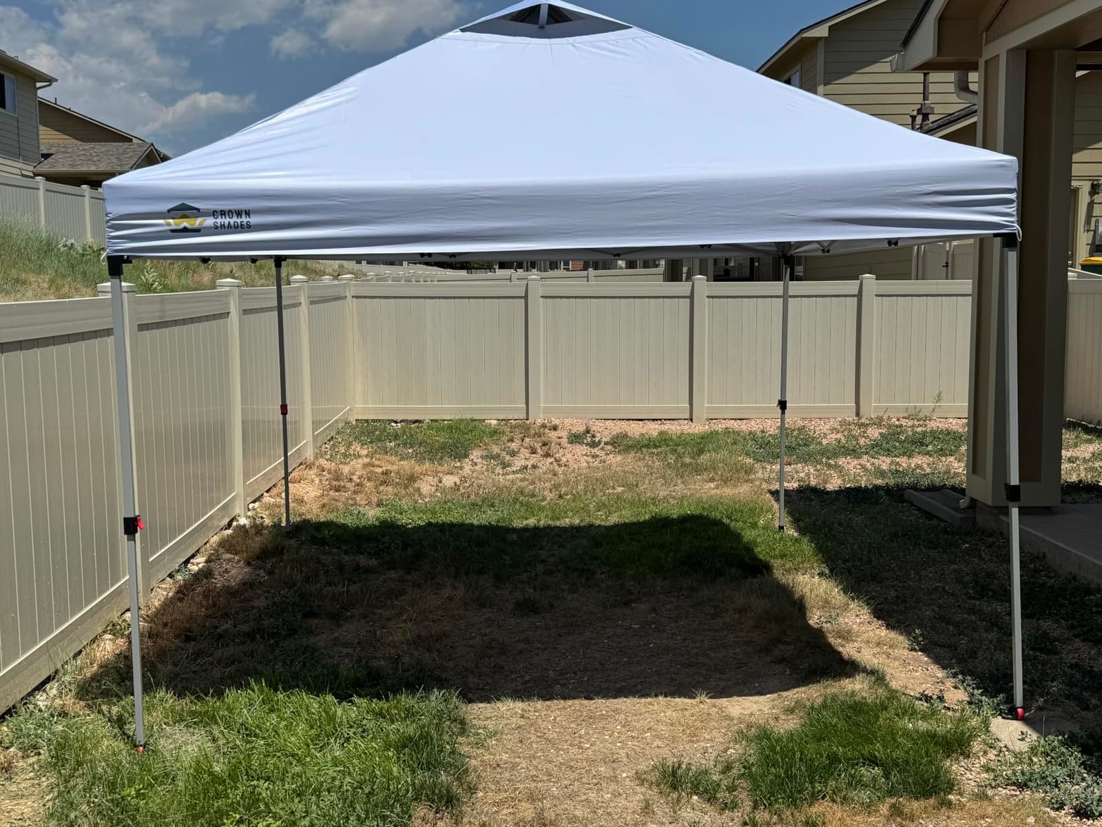 CROWN SHADES 10x10 Pop Up Canopy Tent with One Push Setup, Black | Patented CenterLok, Easy Outdoor Sun Shade for Events, Parties, Camping - Gazebo with STO-N-Go Cover Bag, Silver-Coated Top customer photo 2