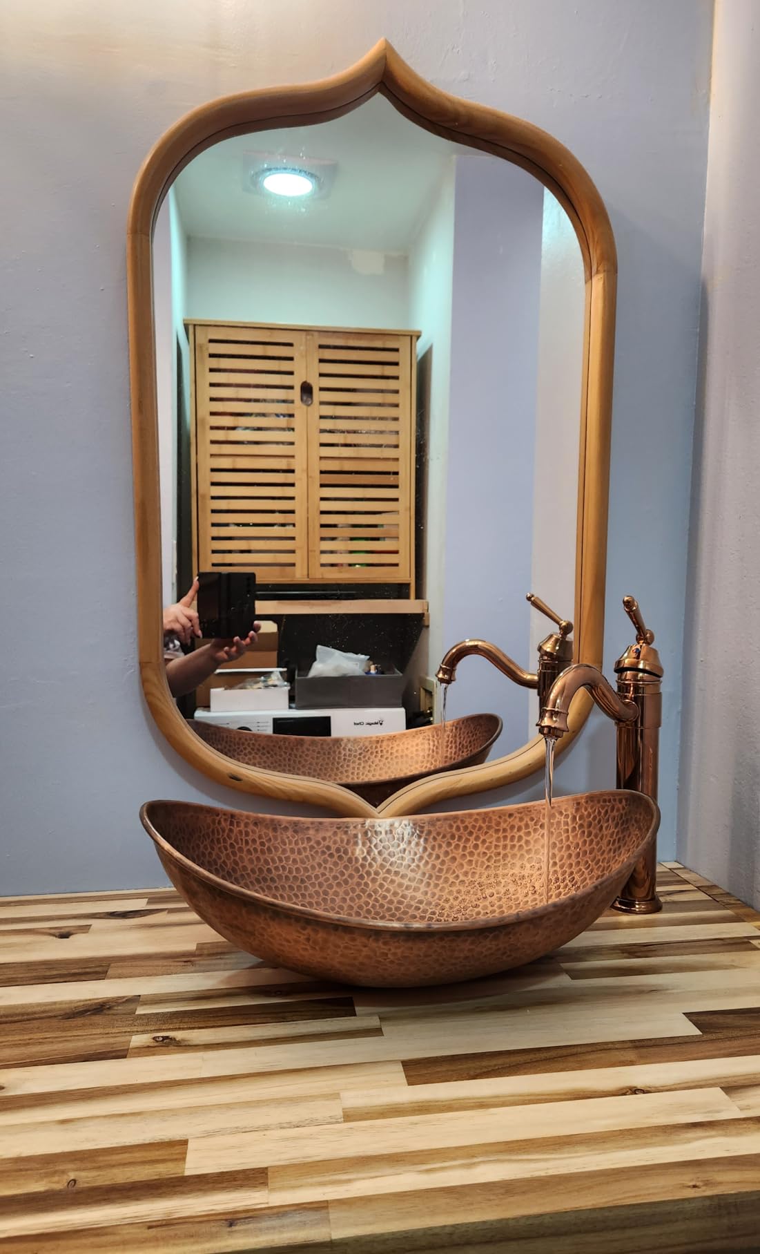 Monarch Abode Bathroom Sink - 19-Inch Harbor Vessel Bathrooms Countertop Sink, Bathroom Vessel Sinks, Above Counter Hand Hammered Pure Copper Bath Sinks for Restroom Vanity or Powder Room customer photo 2