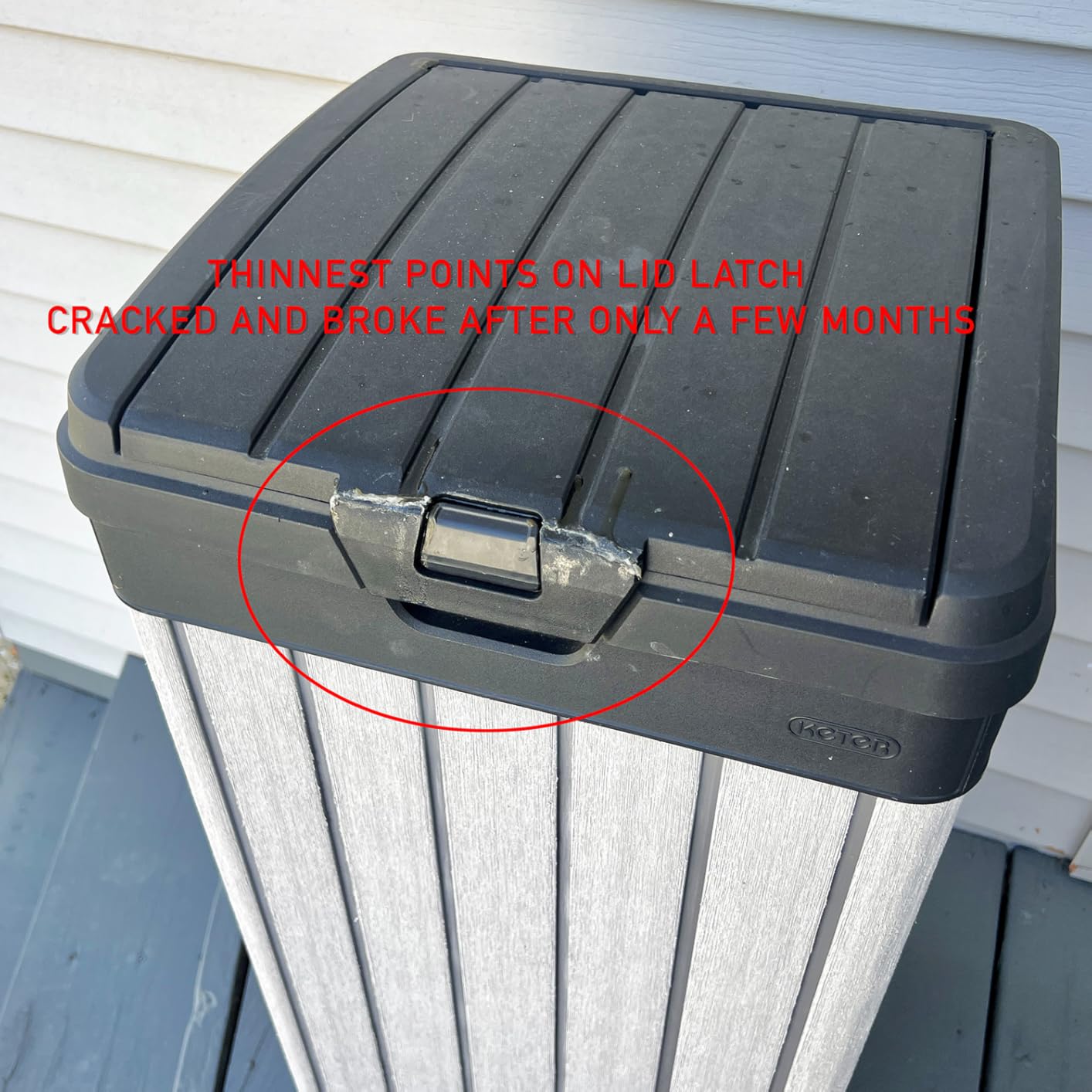 Keter Rockford Resin 38 Gallon Outdoor Kitchen Trash Can with Lid and Drip Tray for Easy Cleaning-Perfect for Patio Dining, Grey customer photo 1