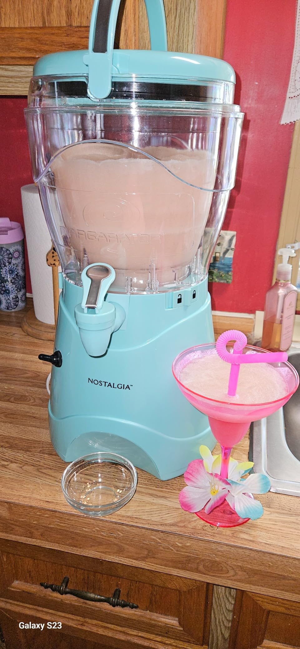 Nostalgia Frozen Drink Maker and Margarita Machine for Home - 128-Ounce Slushy Maker with Stainless Steel Flow Spout - Easy to Clean and Double Insulated - Aqua customer photo 2