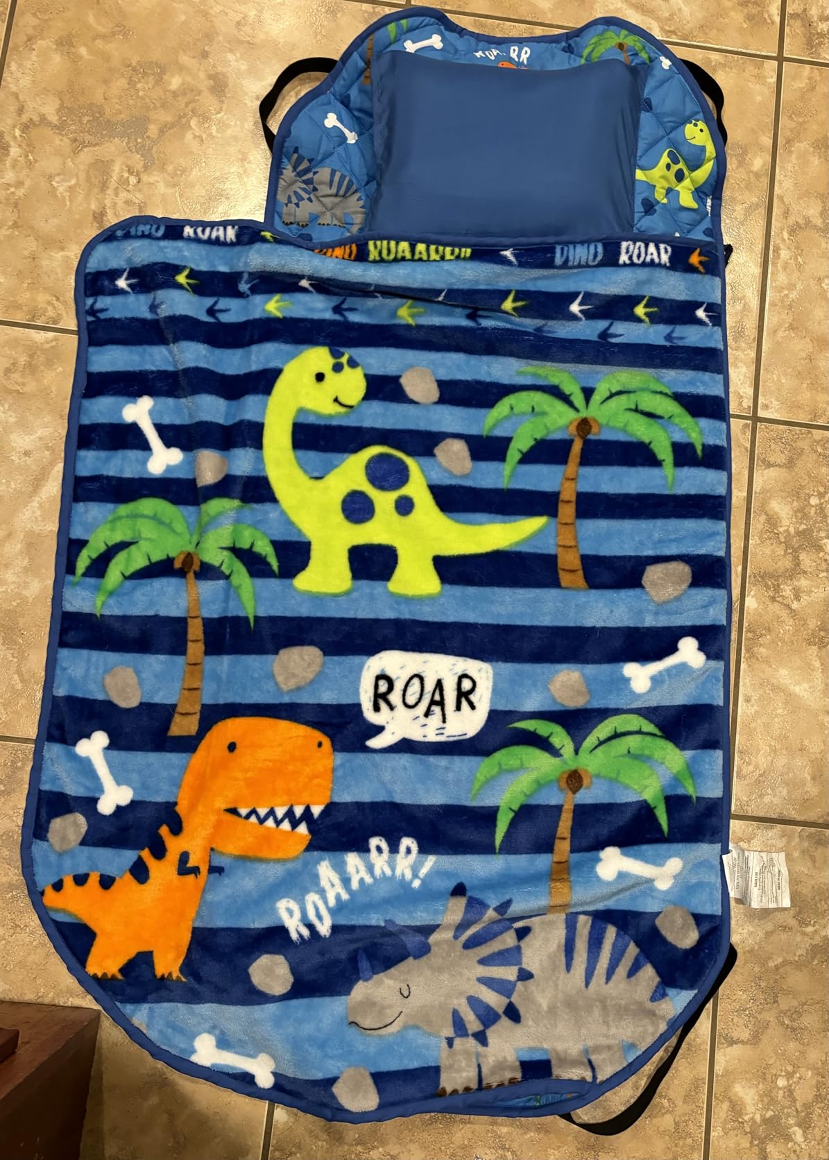 EVERYDAY KIDS Toddler Nap Mat with Removable Pillow -Choo Choo Train- Carry Handle with Fastening Straps Closure, Rollup Design, Soft Microfiber for Preschool, Daycare, Sleeping Bag - Ages 2-6 Years customer photo 1