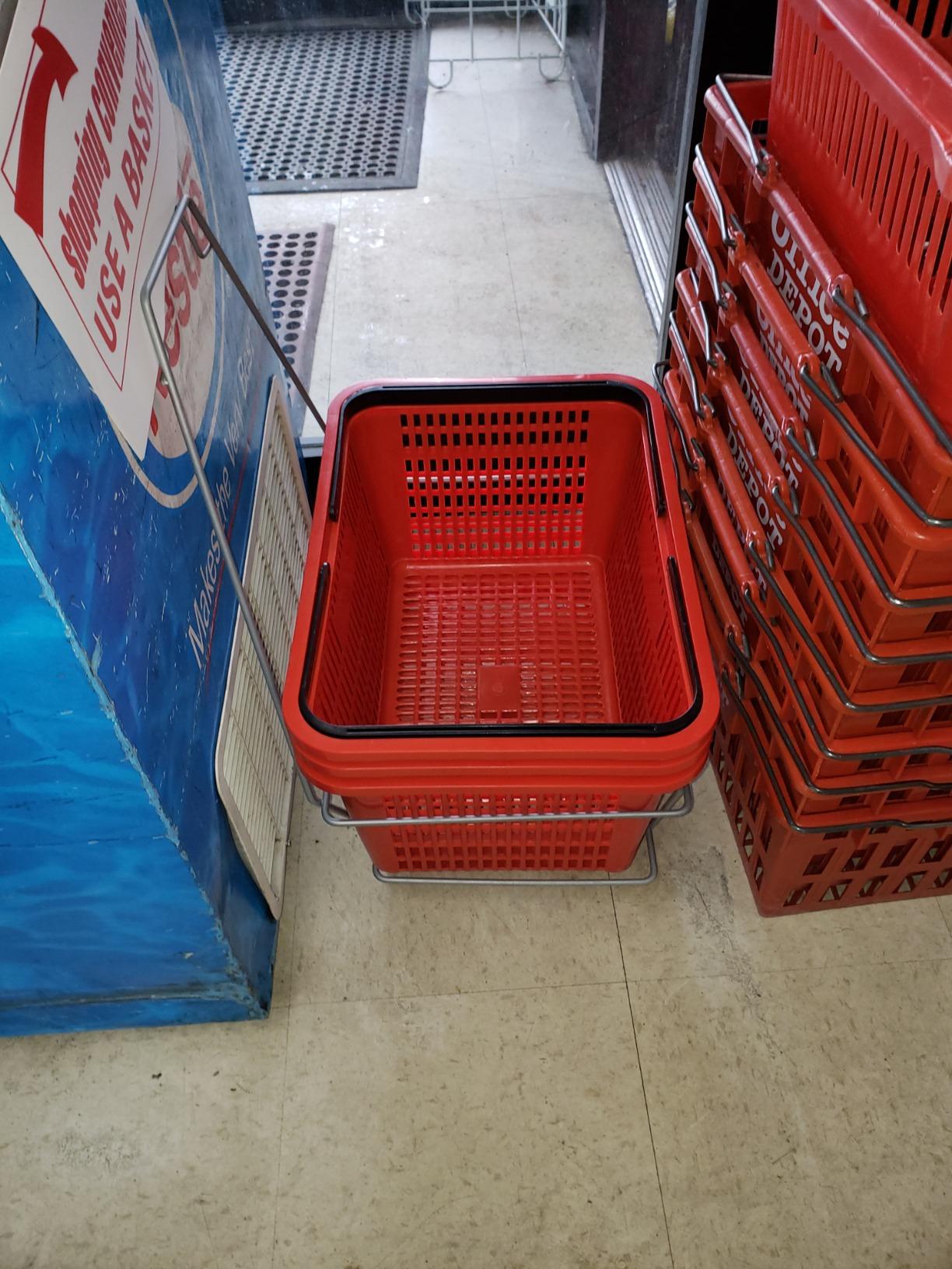 SSWBasics Red Shopping Baskets With Stand - Set of 12 - Basket Dimension 8-1/2