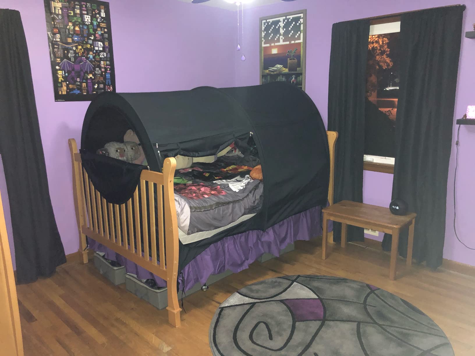 Alvantor® Bed Canopy Bed Tents Dream Tents Privacy Space Twin Size Sleeping Tent Indoor Pop Up Portable Frame Curtains Breathable Grey Cottage (Mattress Not Included) customer photo 2