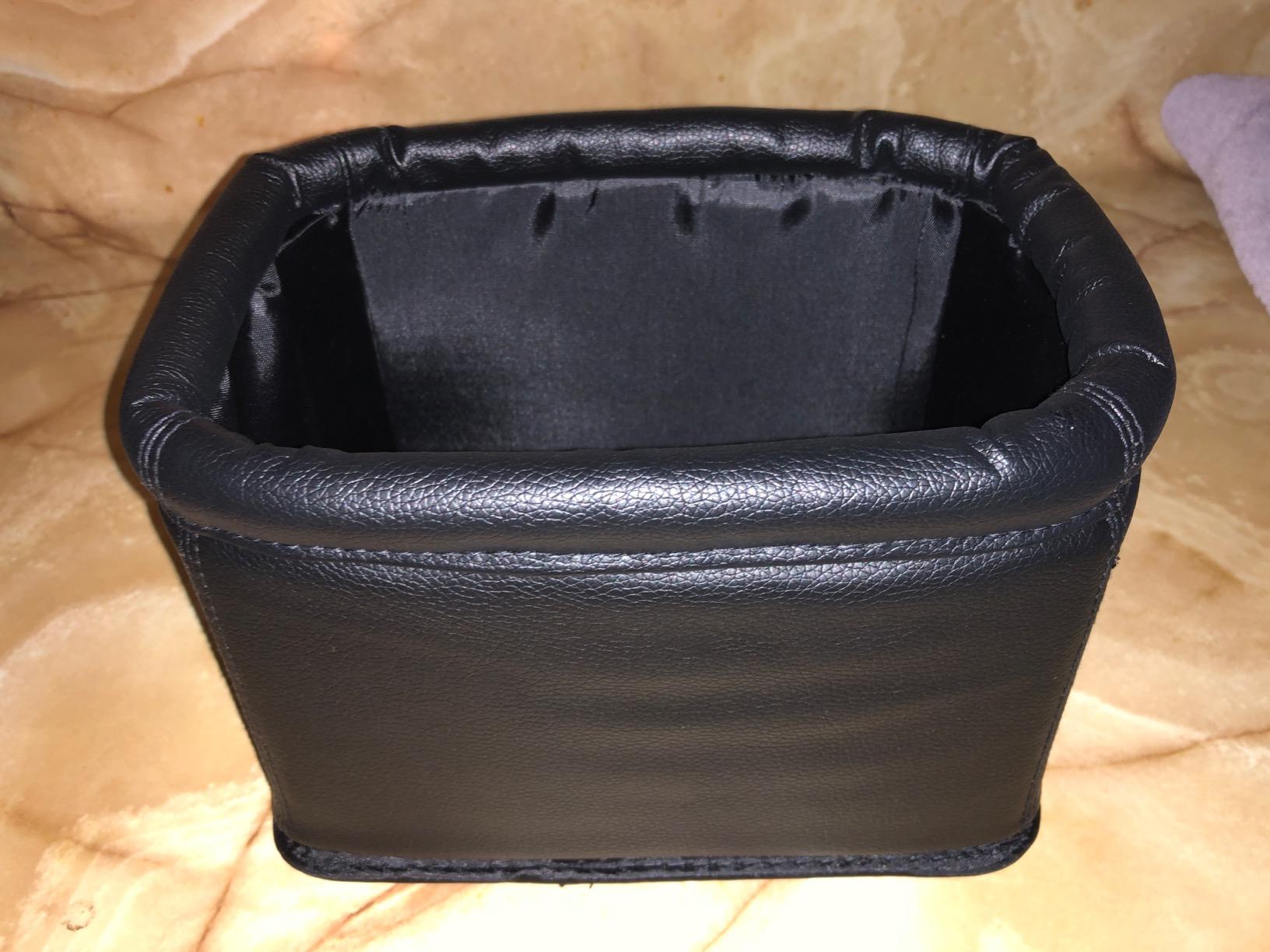Leather Car Trash Can, Luxury Leakproof Car Organizer, Black customer photo 2