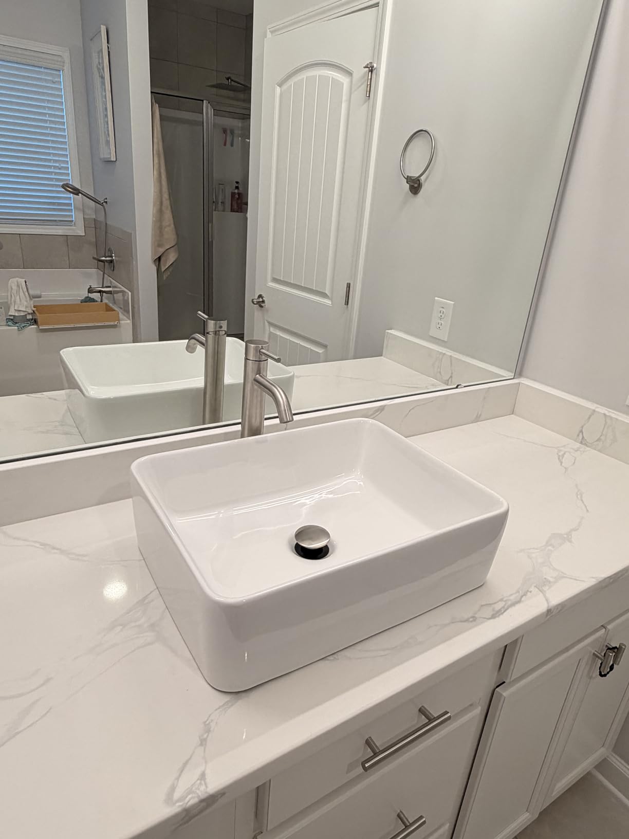 Lordear Vessel Sink Rectangle 19 Inch Bathroom Sink,Rectangular Modern Above Counter Bathroom Sinks White 19x15 Inch Porcelain Ceramic Vessel Vanity Sink Art Basin customer photo 1