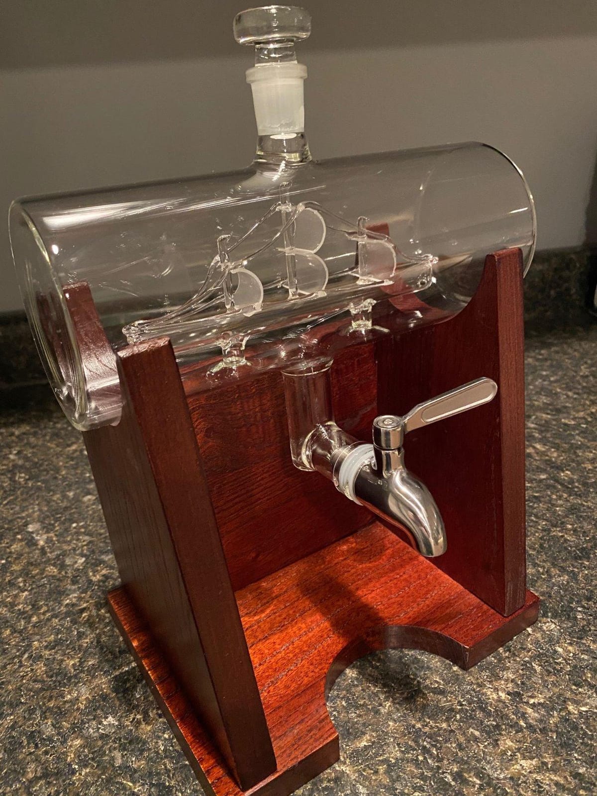 Jillmo Ship Whiskey Decanter Set for Men, 1250ml, 2 Glasses & Wooden Stand customer photo 2