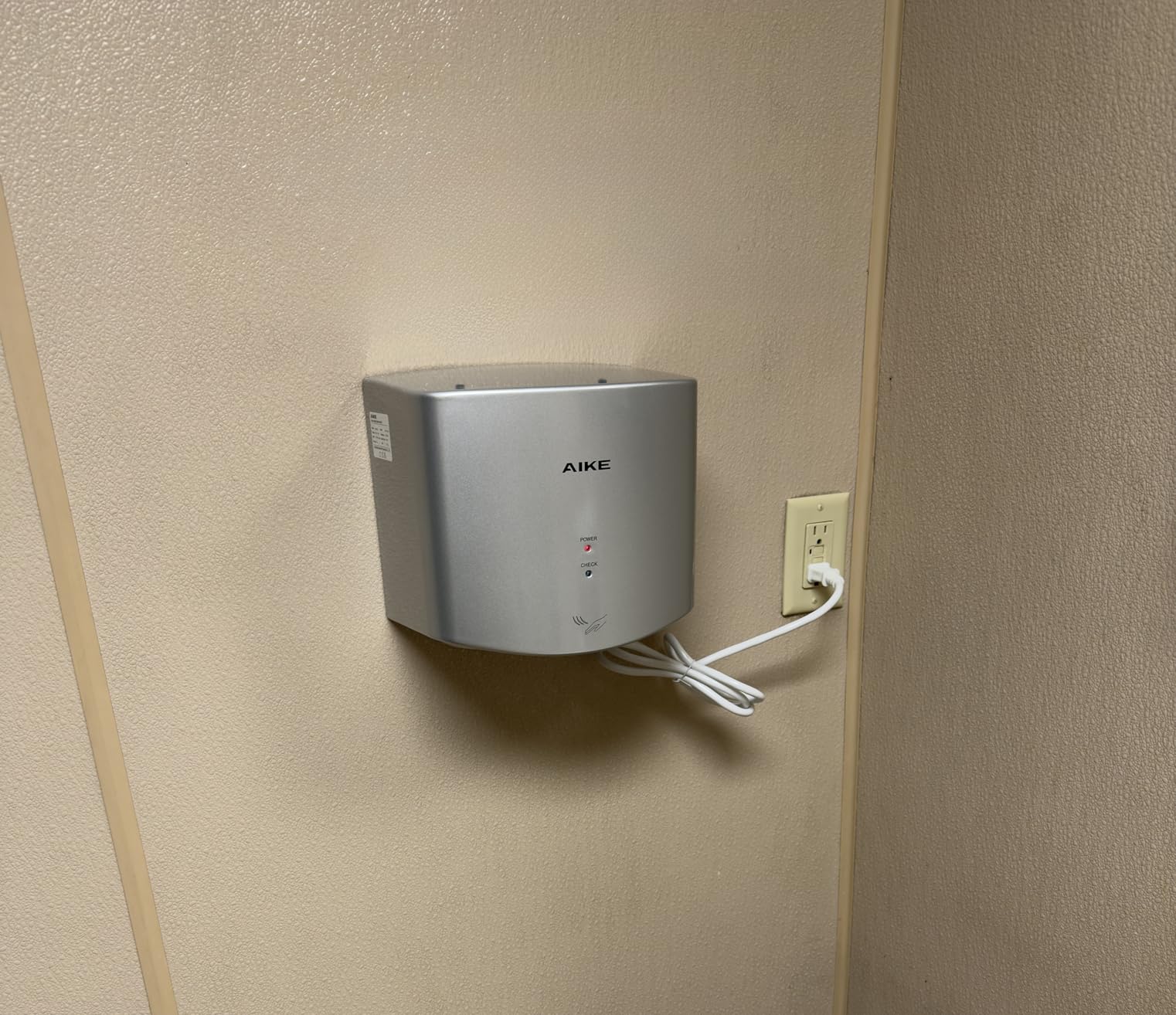 AIKE Air Wiper Compact Hand Dryer for Bathrooms, 110V Model AK2630S Silver customer photo 1
