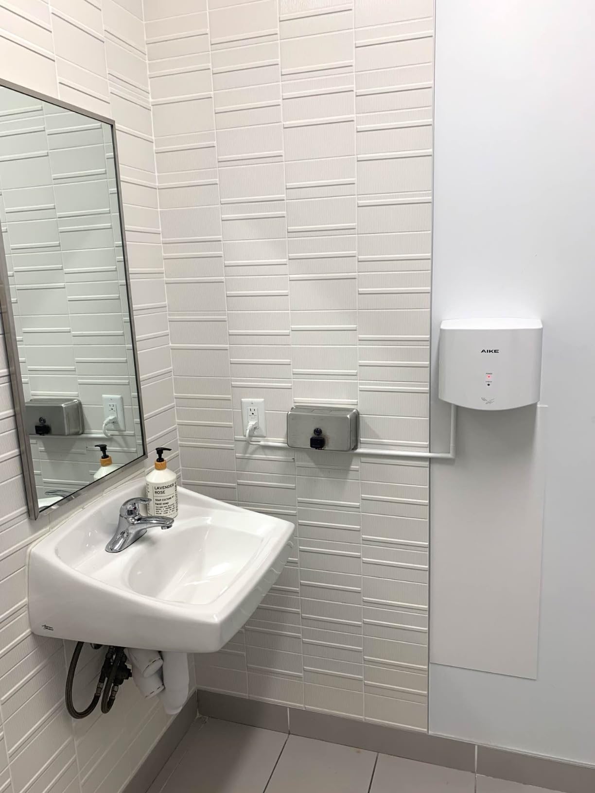 AIKE Air Wiper Compact Hand Dryer for Bathrooms, 110V Model AK2630S Silver customer photo 2