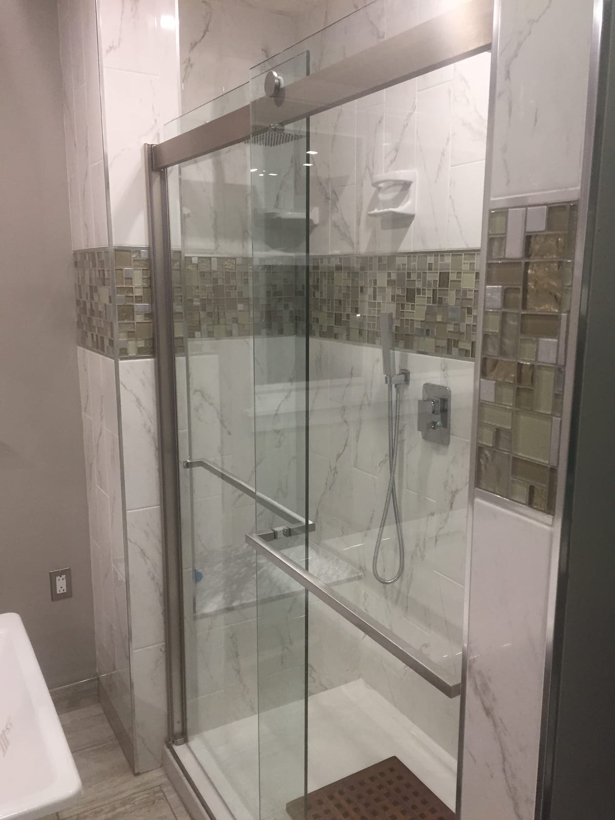 DreamLine Sapphire 56-60 in. W x 76 in. H Semi-Frameless Bypass Shower Door in Brushed Nickel, SHDR-6360762-04 customer photo 2
