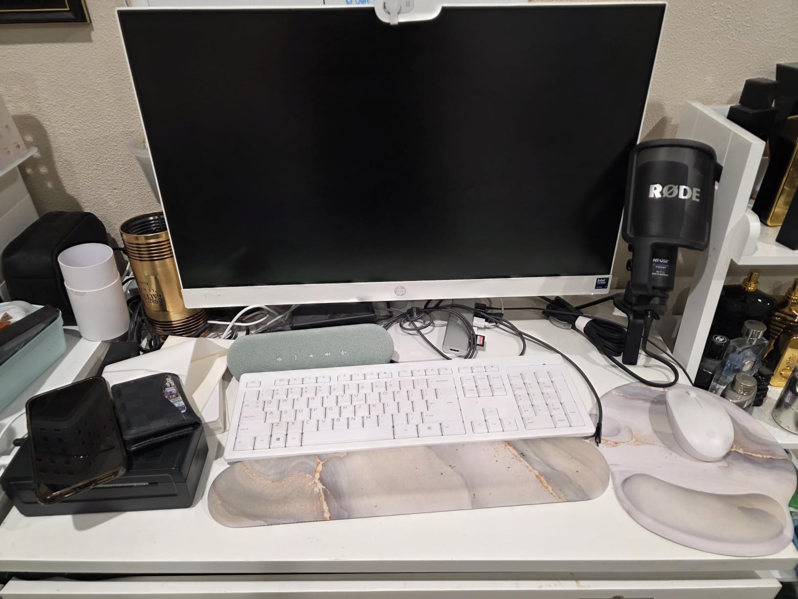 Monitor Stand Riser, Klearlook Foldable, Height Adjustable Computer Stand, Desk Shelf Riser with Storage Drawer & Tablet Phone Stand for Desktop, Laptop (White) customer photo 2
