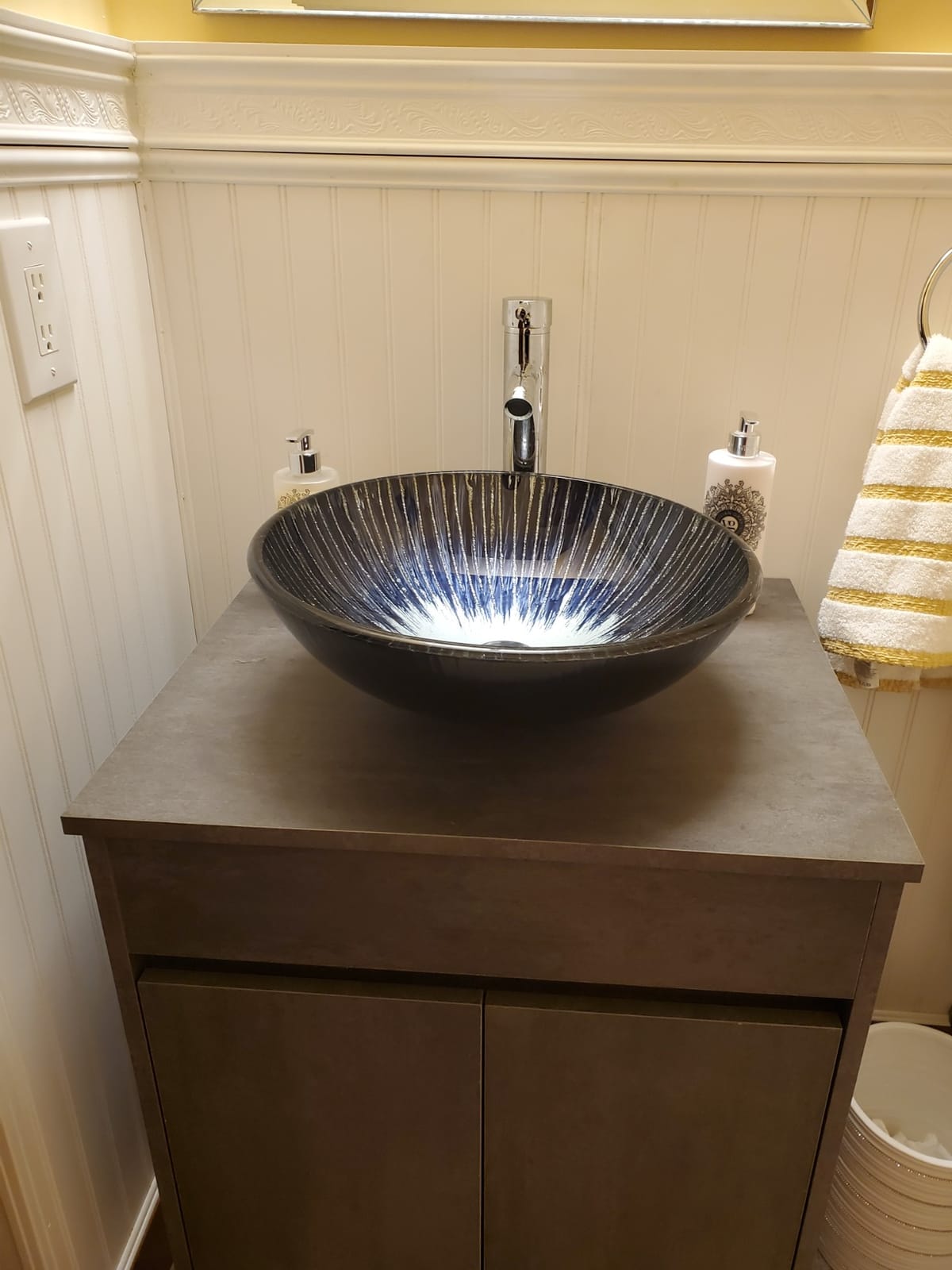 Artistic Square Bathroom Sink Blue Tempered Glass Vessel Sink Combo with Faucet 1.5 GPM and Pop up Drain Bathroom Bowl customer photo 2