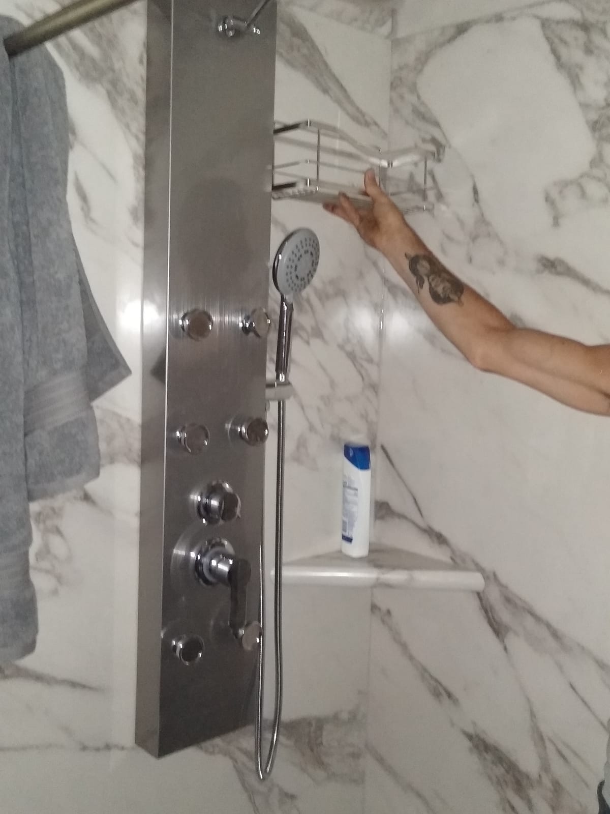 ROVOGO Shower Panel Tower System With Adjustable Shower Head, Brushed | 6 Body Jets, Self-Cleaning Rain Shower and Handheld, Brass Shower Arm and Valves, Stainless Steel Shower Column, 47-1/4 Inch customer photo 1