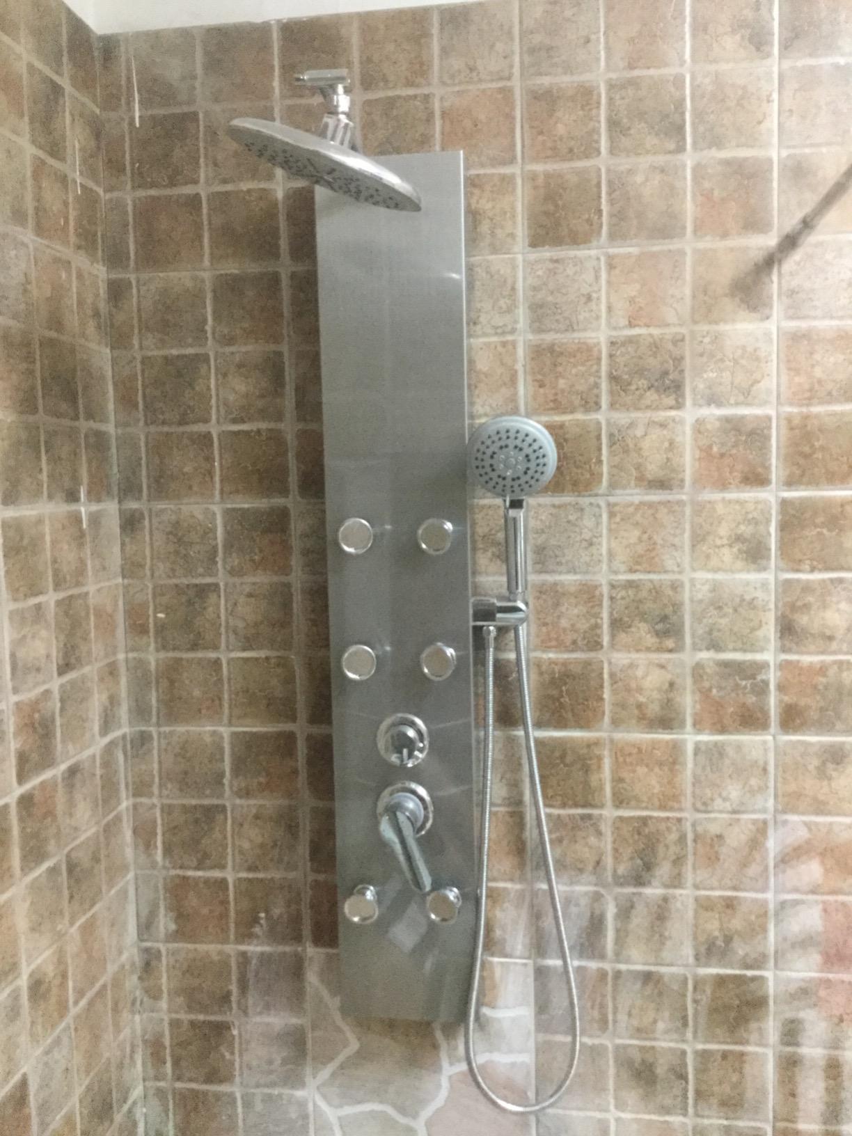 ROVOGO Shower Panel Tower System With Adjustable Shower Head, Brushed | 6 Body Jets, Self-Cleaning Rain Shower and Handheld, Brass Shower Arm and Valves, Stainless Steel Shower Column, 47-1/4 Inch customer photo 2