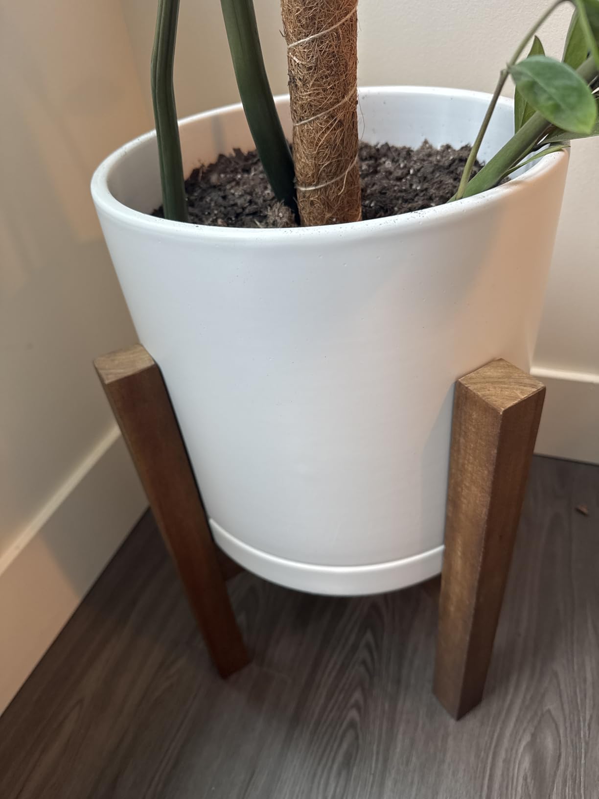 Sophia Mills Mid Century Plant Stand - Solid Wood Item Stand Handmade with Acacia - Fits Medium & Large Pots Sizes 8 to 12 inches (Not Included) (Adjustable Width: 8-12 inches, Dark Brown) customer photo 2