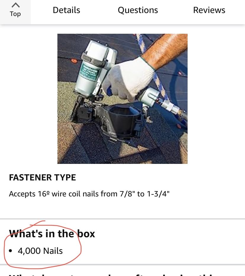Metabo HPT Pneumatic Roofing Nailer, 16 Degree Asphalt Shingles, NV45AB2 | Drives Nails 7/8 to 1-3/4 in, Coil Nail Magazine, Pro-Grade Power Tool for Fast Shingle Fastening Tasks customer photo 2