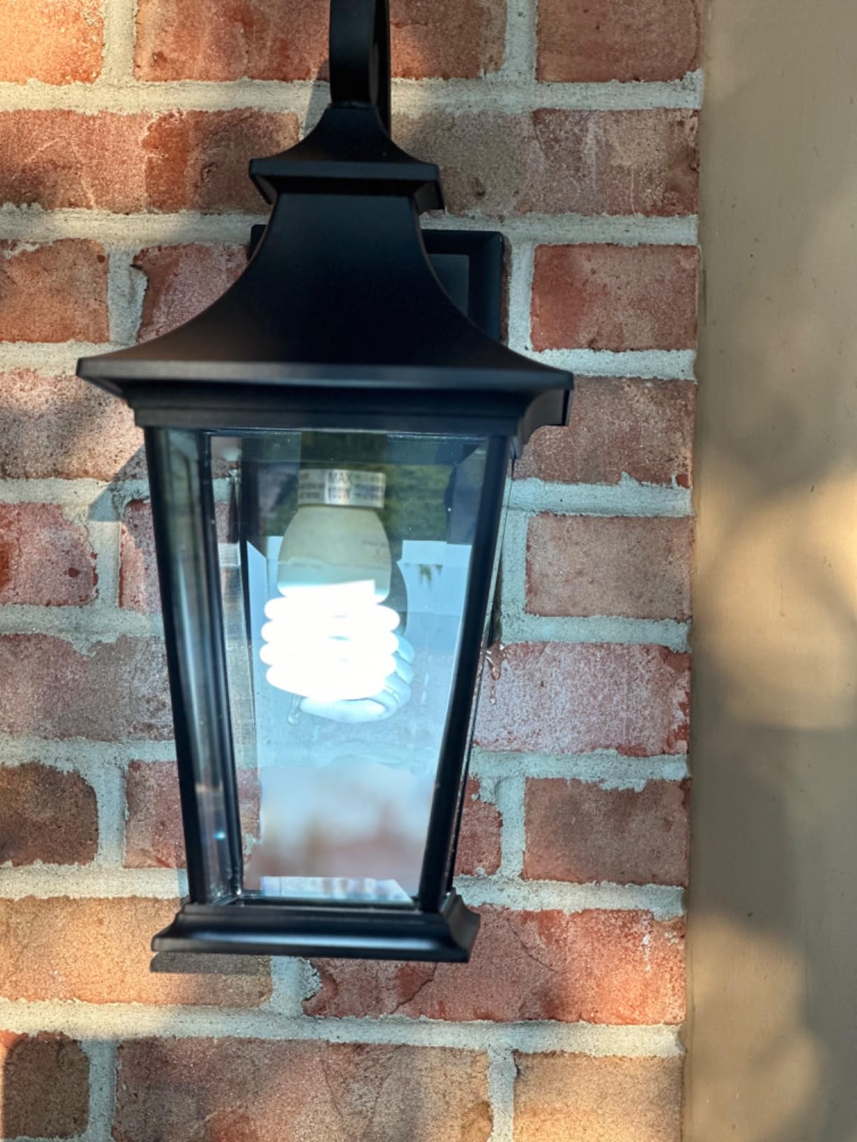 Emliviar Outdoor Wall Lantern, 1-Light Exterior Wall Mount Light with Clear Glass in Black Finish, 18