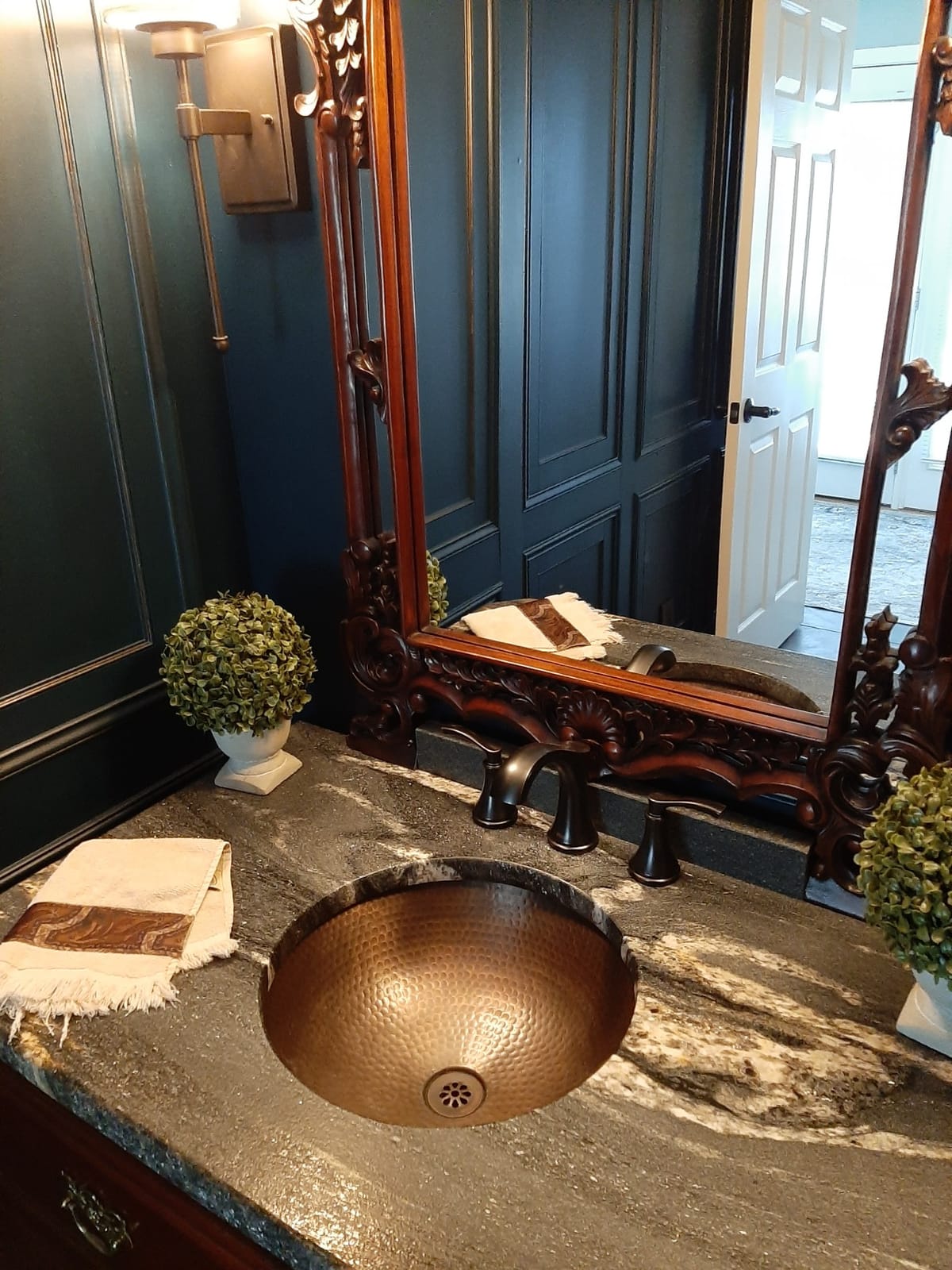 Monarch Abode Bathroom Sink - 16-Inch Rotunda Dual Mount Undermount or Drop In Bathroom Sinks, Bathrooms Hand Hammered Pure Copper Vanity Sink for Countertop, Powder Room, Bath, or Restroom customer photo 2