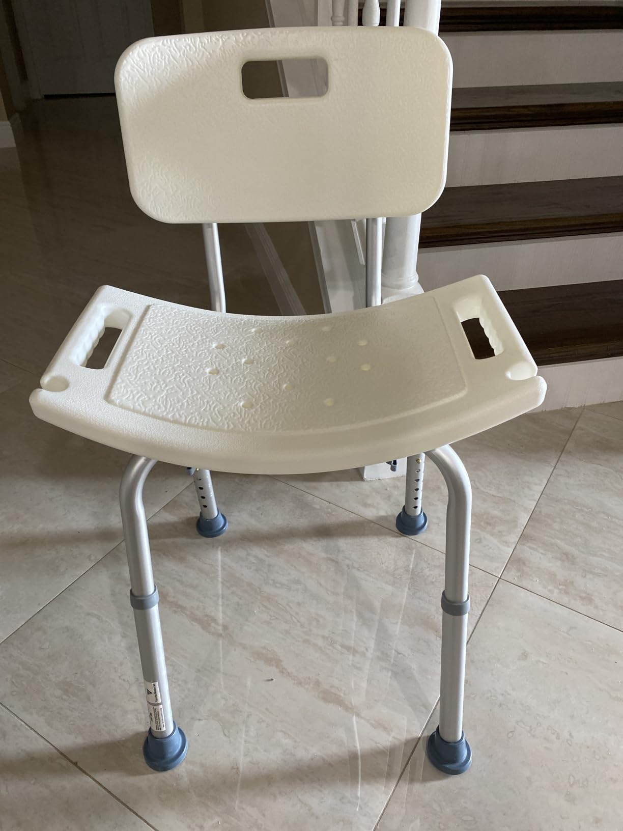 Vaunn Tool-Free Assembly Adjustable Shower Chair Spa Bathtub Seat Bench with Removable Back, Aluminum, White customer photo 1