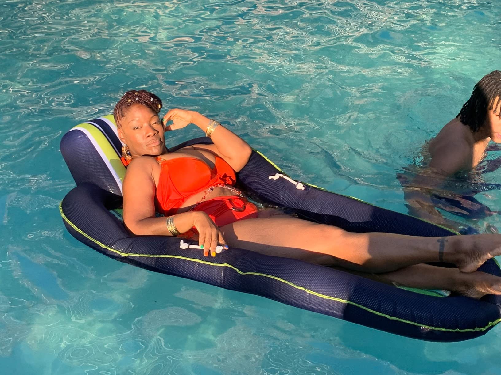 Aqua Luxury Water Pool Lounge - Extra Large - Inflatable Pool Floats for Adults with Headrest, Backrest, Footrest & Cupholder - Multiple Colors/Styles customer photo 2