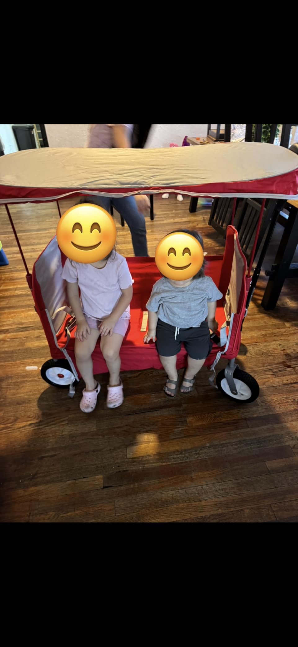 Radio Flyer 3-in-1 Off-Road EZ Fold Wagon with Canopy, for Kids 1.5+, 3-in-1 Push or Pull, with Bench Mode, One Hand Flat Fold, Off-Road Tires, DuraClean Fabric, Seat Belts, Stroller Wagon for Kids customer photo 2