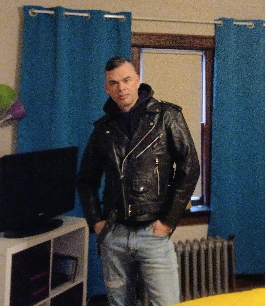 ICONIC Motorcycle Jacket for Men, Premium Buffalo Leather, Insulated Liner, Classic Side Laces, Cruiser Biker Black XL customer photo 1