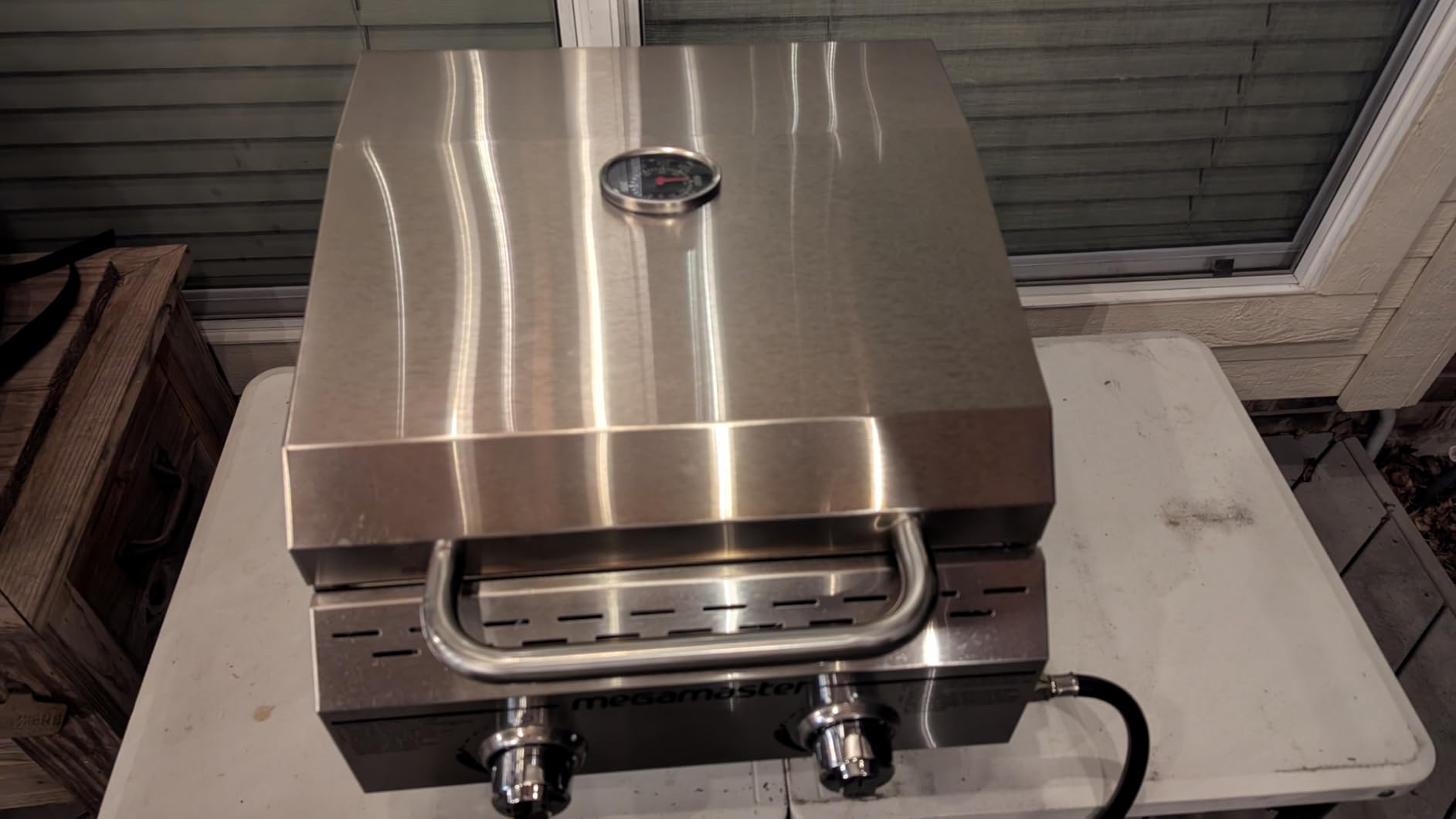 Megamaster Tabletop 2 Burner Gas Grill, Stainless Steel with Foldable Legs customer photo 2