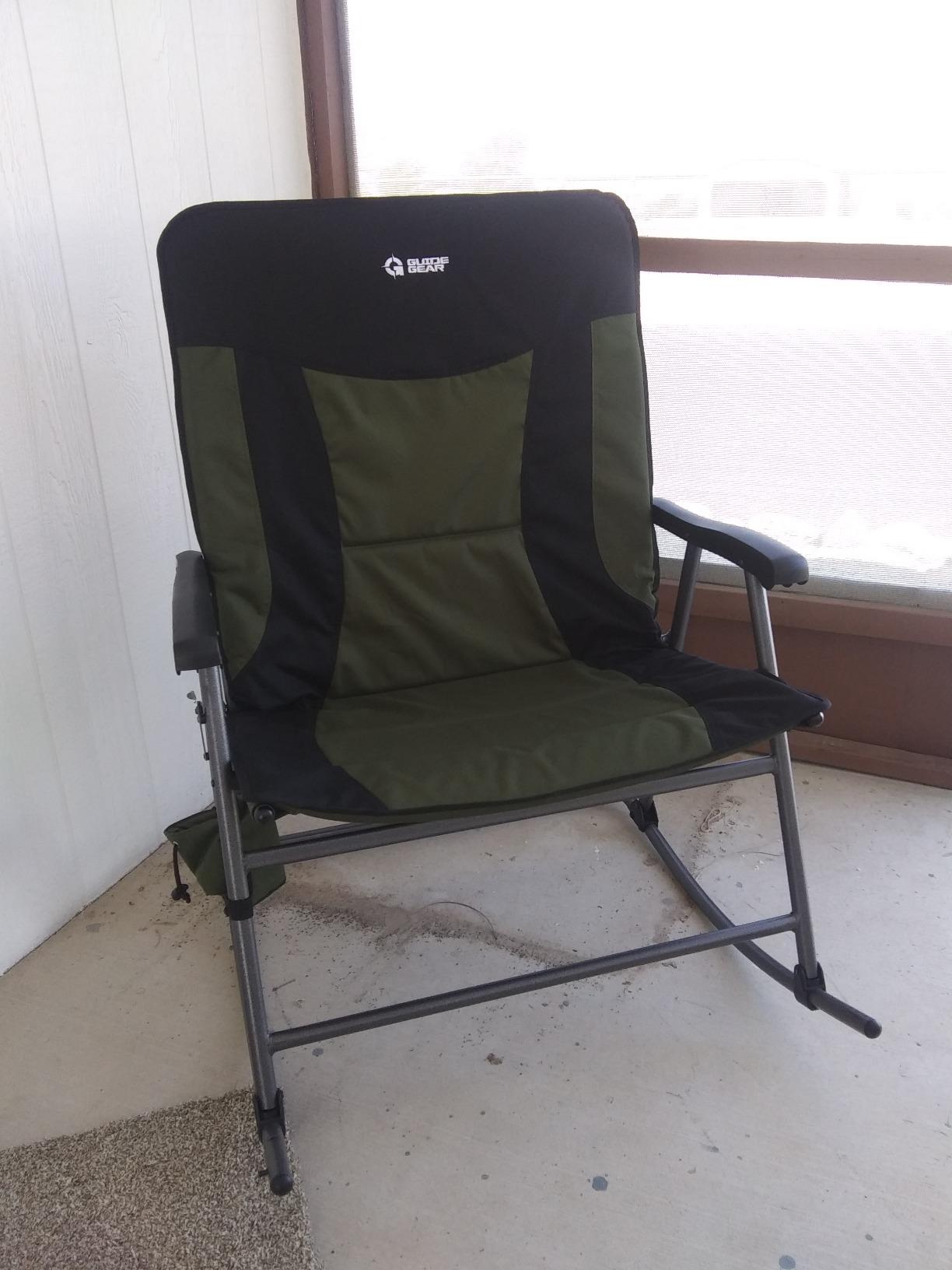 Guide Gear XXL Oversized Rocking Camping Chair, Heavy-Duty 600 lb Capacity Portable Folding Outdoor Camp Rocker Chairs for Adults Hunter Green/Black customer photo 2