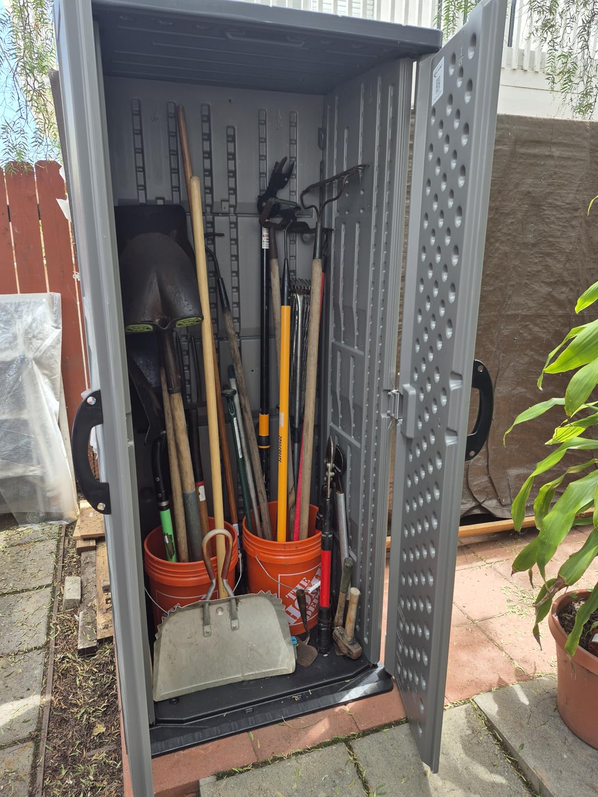 Suncast 22 Cu Ft, Vertical Storage Shed, Pad-Lockable Double Doors, Stoney customer photo 2